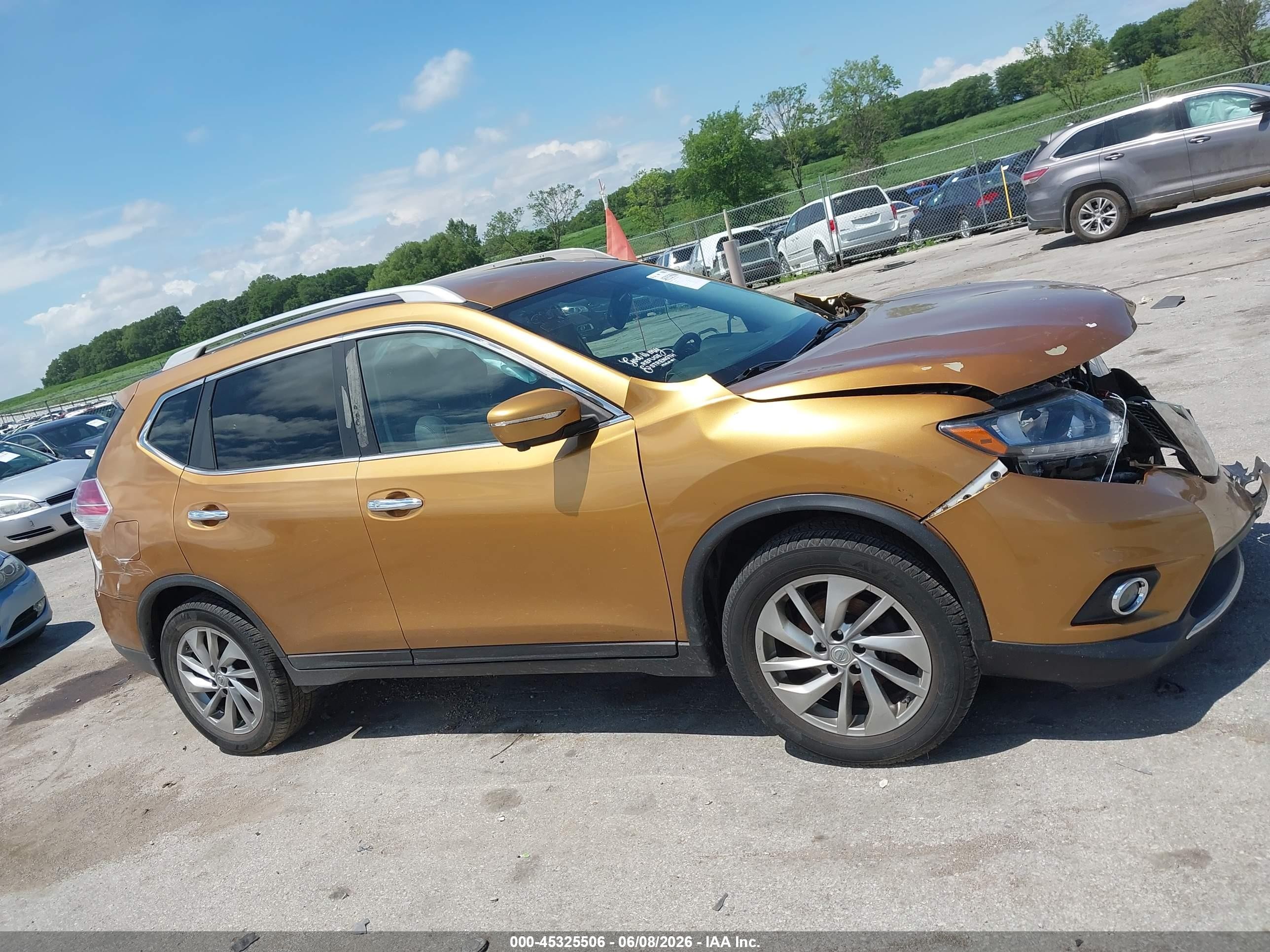 2014 Nissan Rogue Sl Orange vin: 5N1AT2MV8EC860145