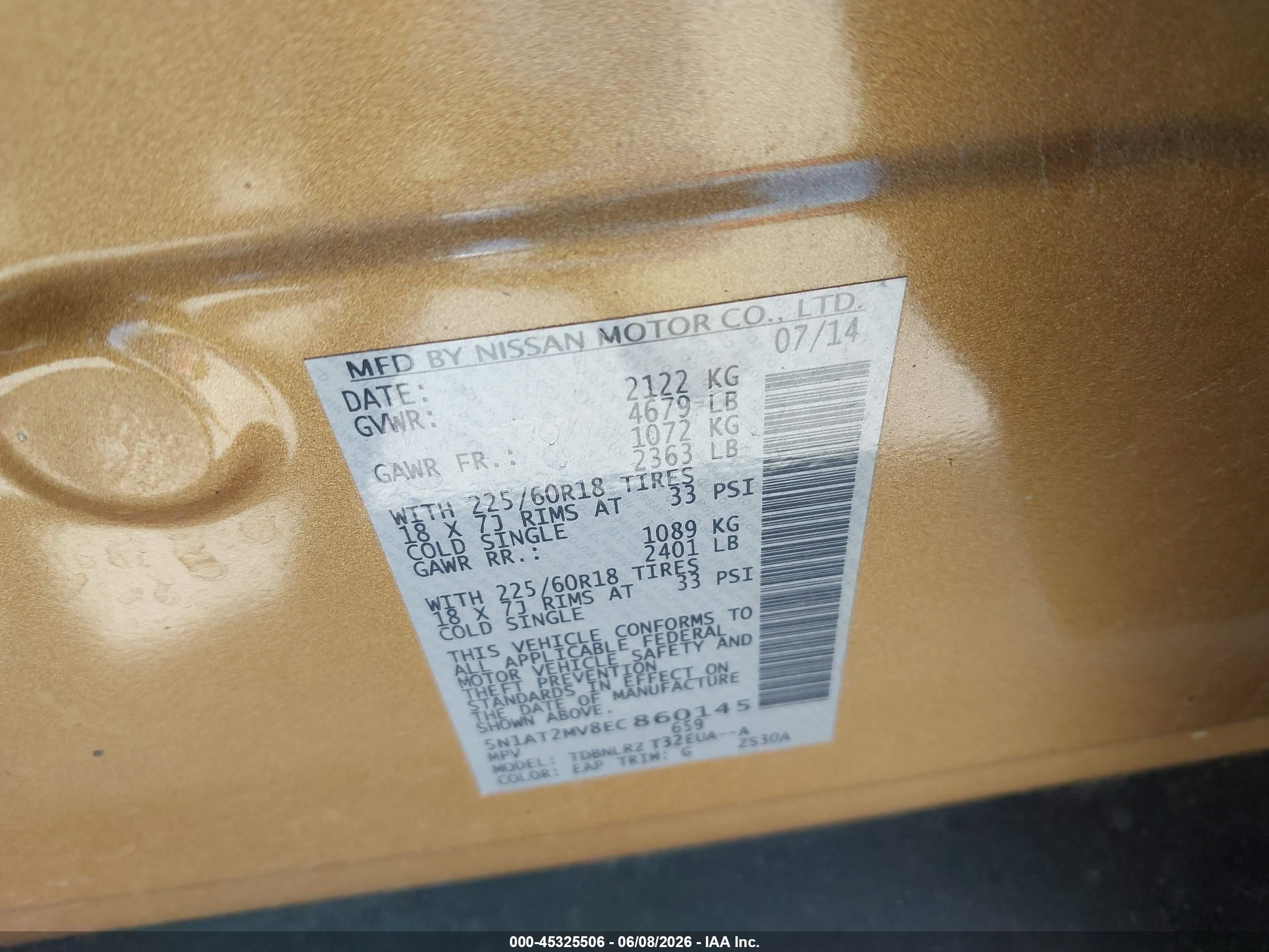 2014 Nissan Rogue Sl Orange vin: 5N1AT2MV8EC860145