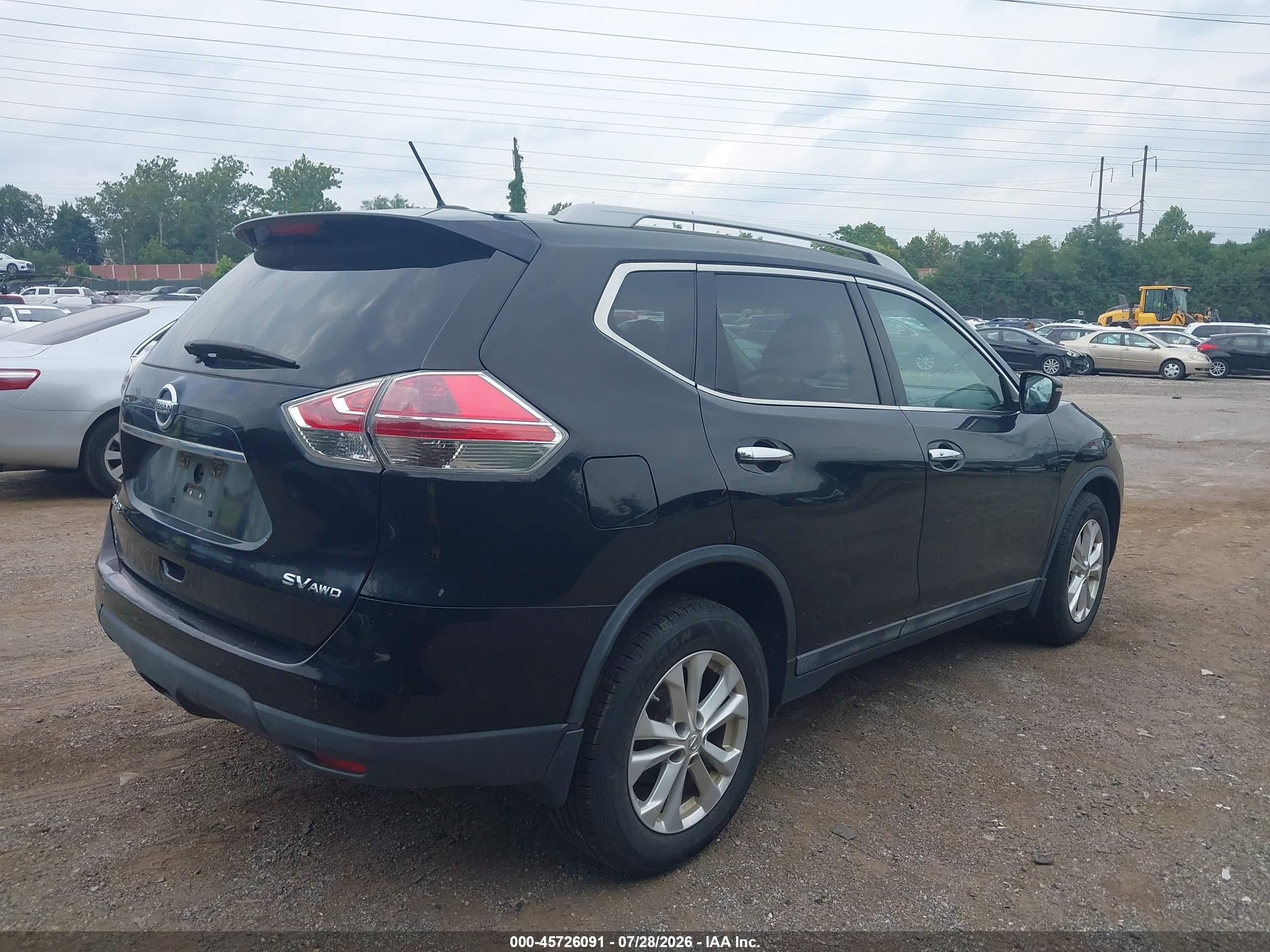 2015 Nissan Rogue Sv Black vin: 5N1AT2MV8FC752206