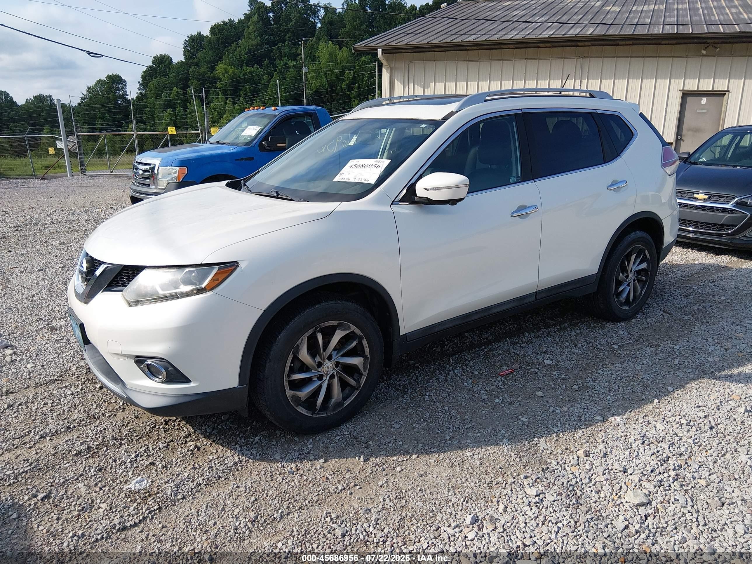 2015 Nissan Rogue Sl White vin: 5N1AT2MV8FC795542