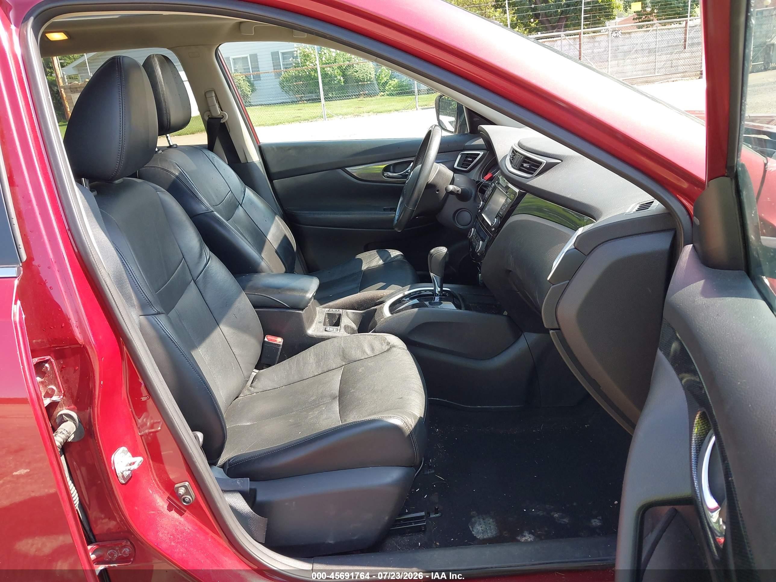 2015 Nissan Rogue Sl Red vin: 5N1AT2MV8FC795783