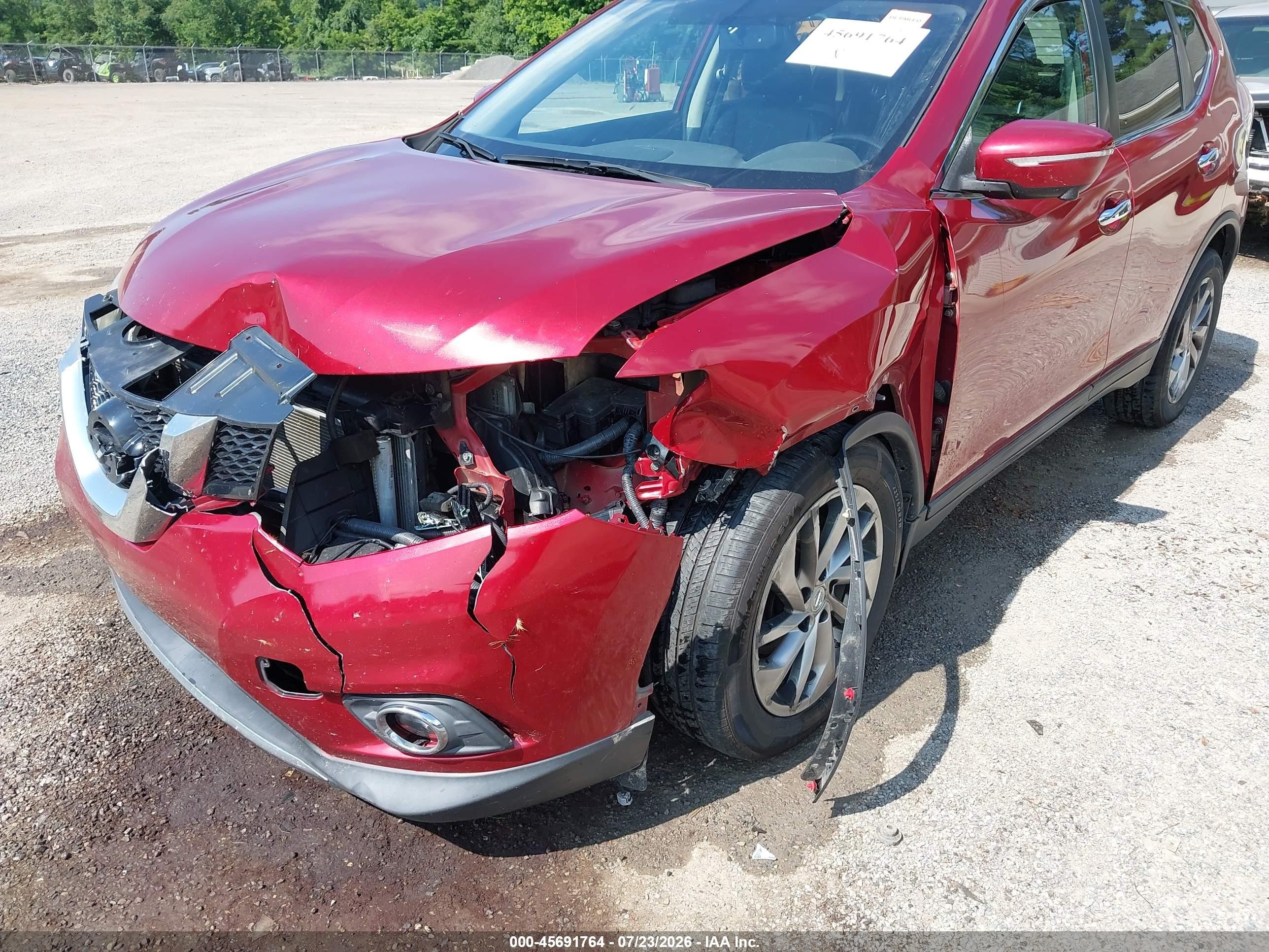 2015 Nissan Rogue Sl Red vin: 5N1AT2MV8FC795783