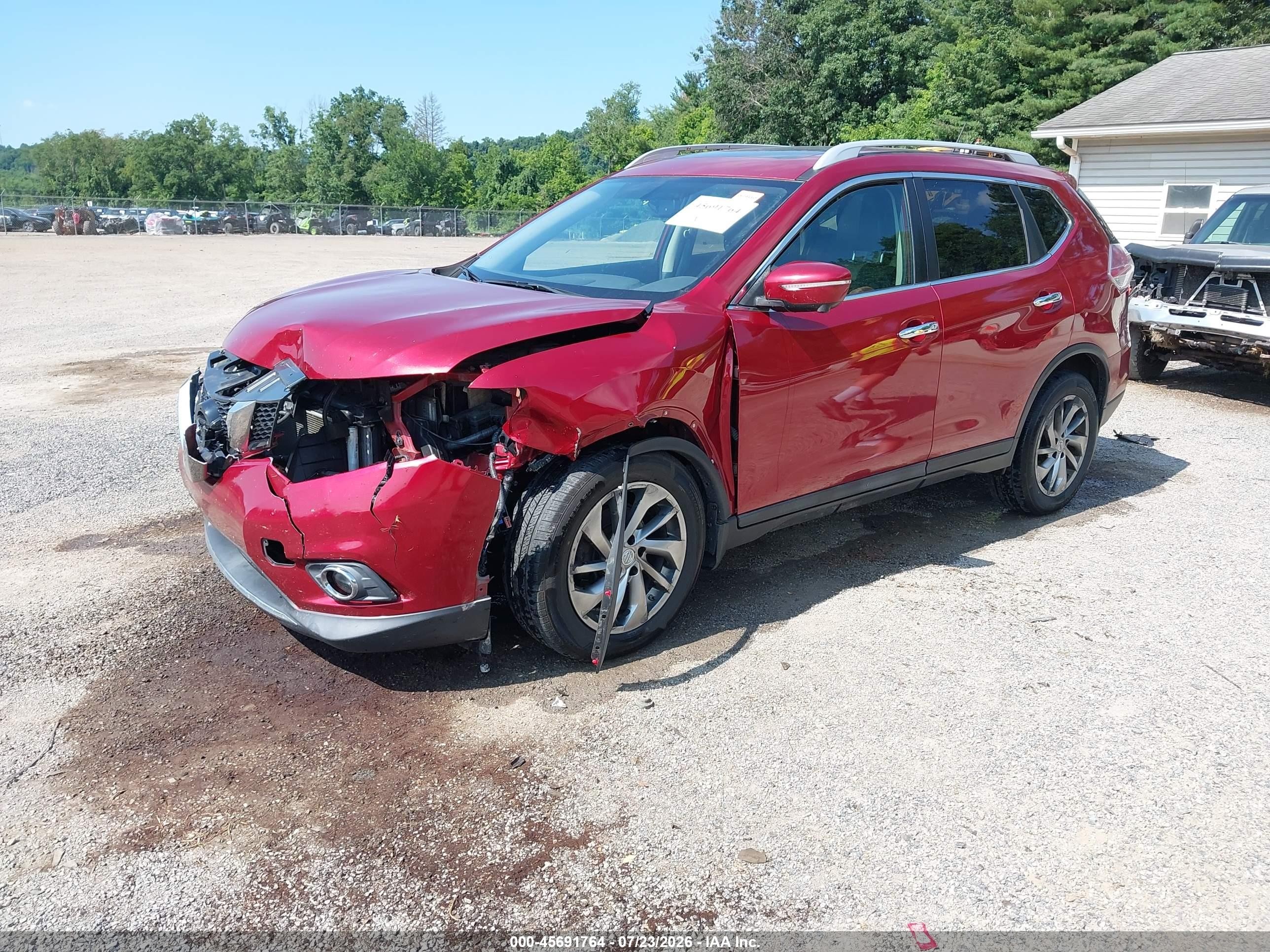 2015 Nissan Rogue Sl Red vin: 5N1AT2MV8FC795783