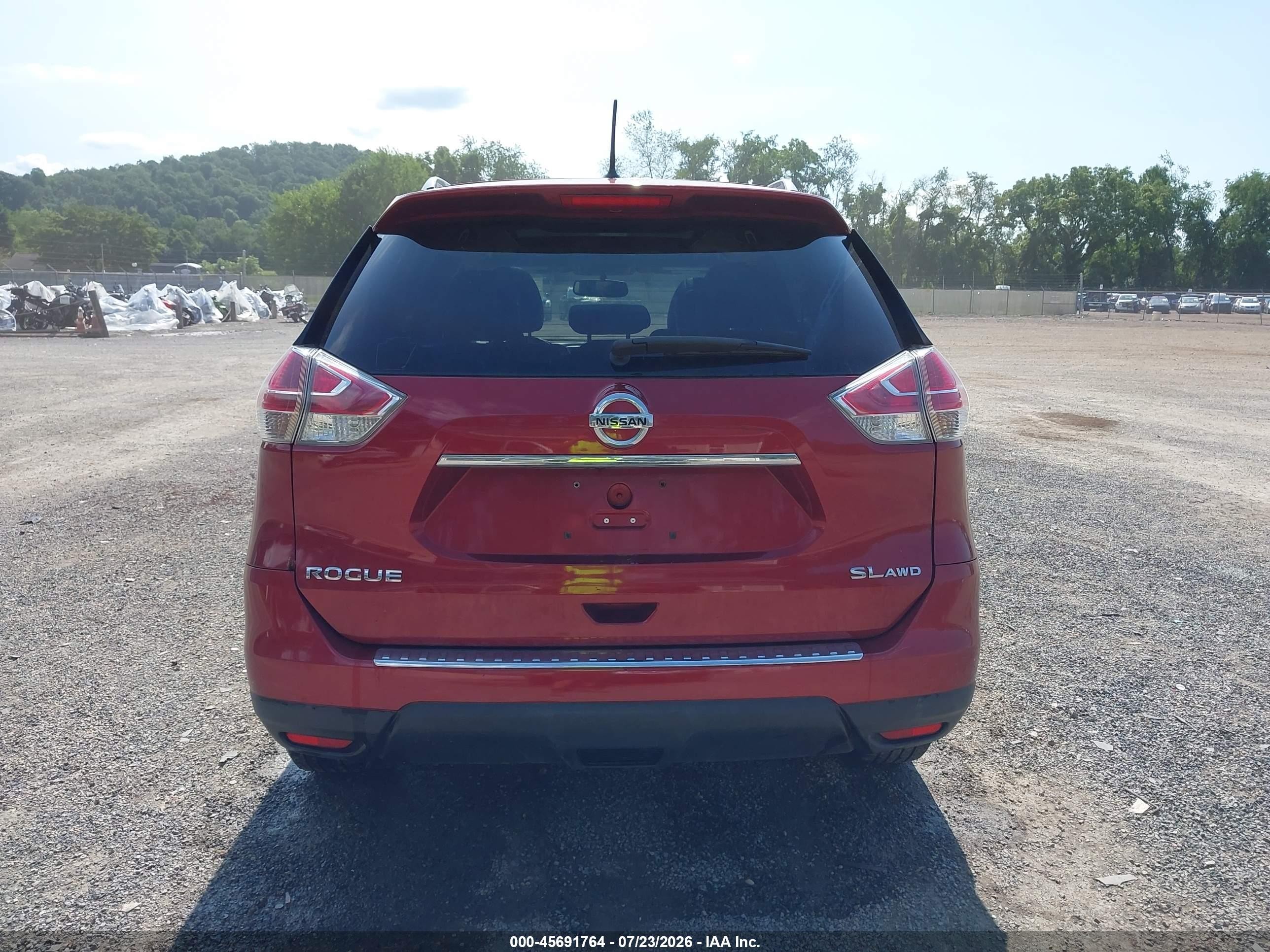 2015 Nissan Rogue Sl Red vin: 5N1AT2MV8FC795783