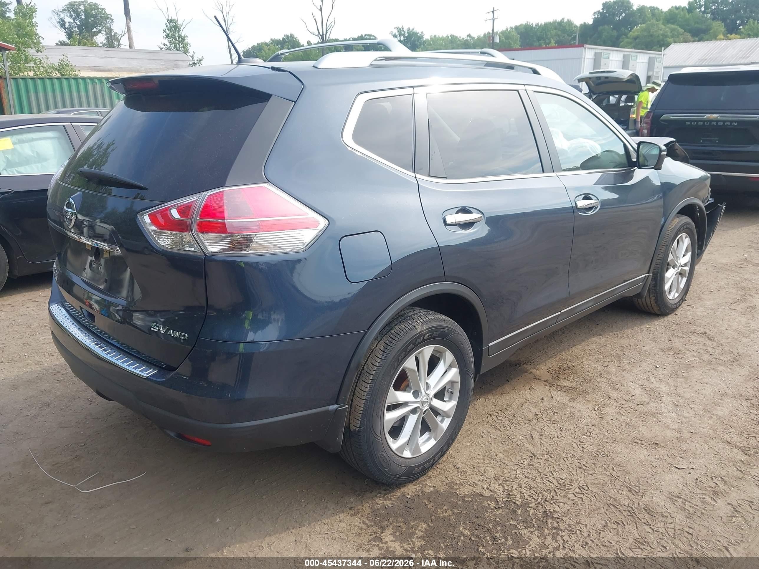 2015 Nissan Rogue Sv Blue vin: 5N1AT2MV8FC812114