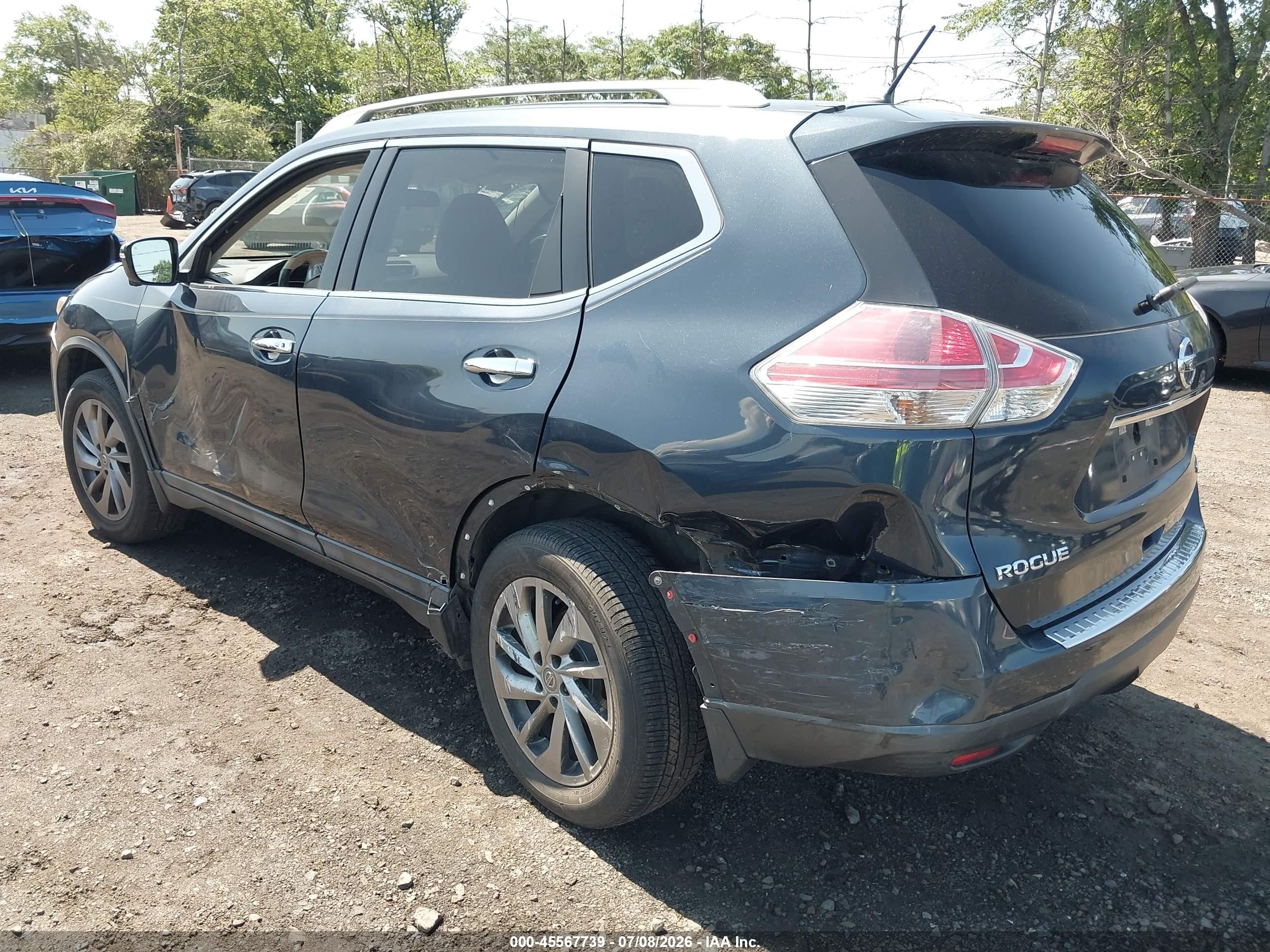 2015 Nissan Rogue Sl Blue vin: 5N1AT2MV8FC827079