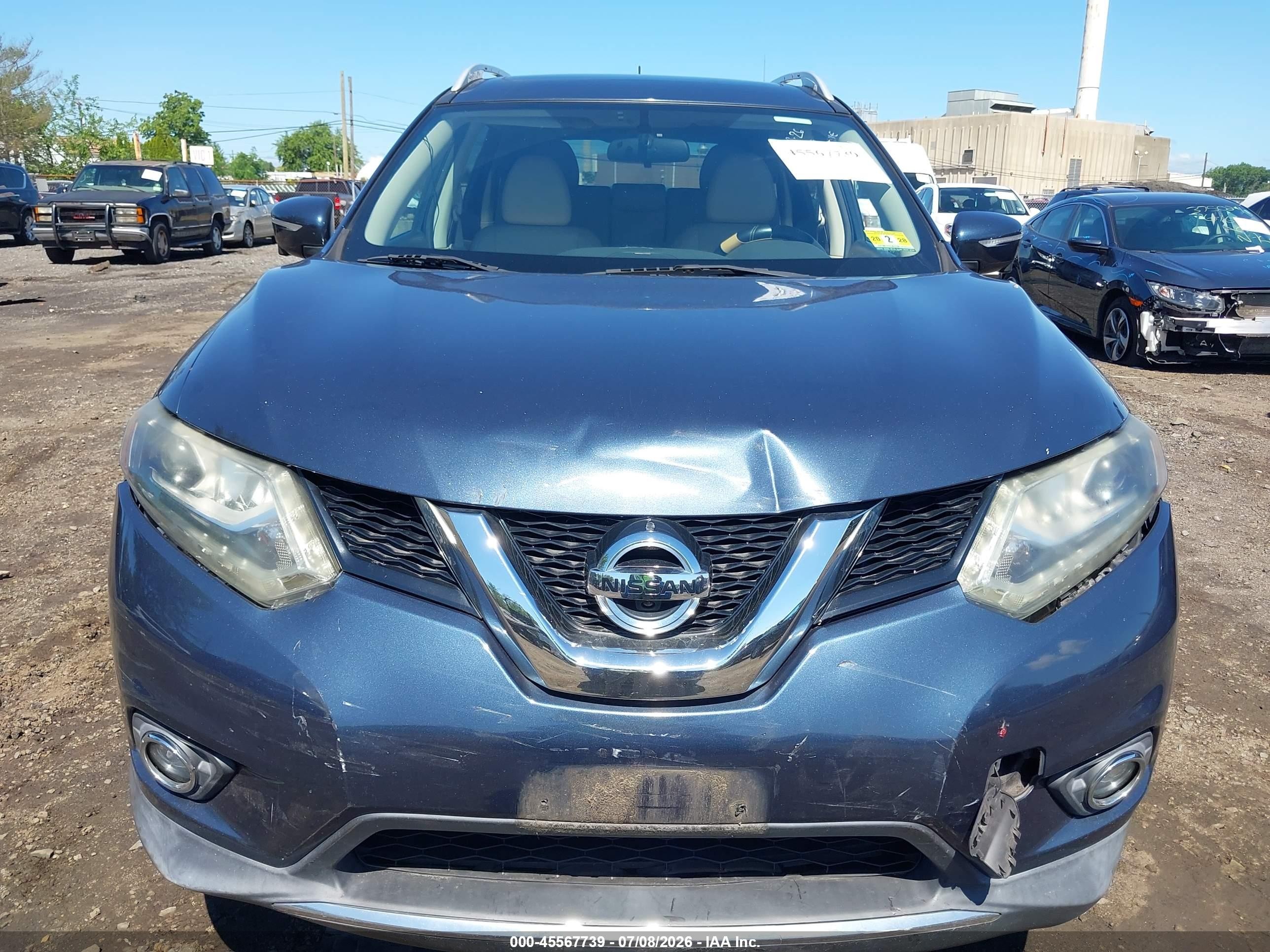 2015 Nissan Rogue Sl Blue vin: 5N1AT2MV8FC827079