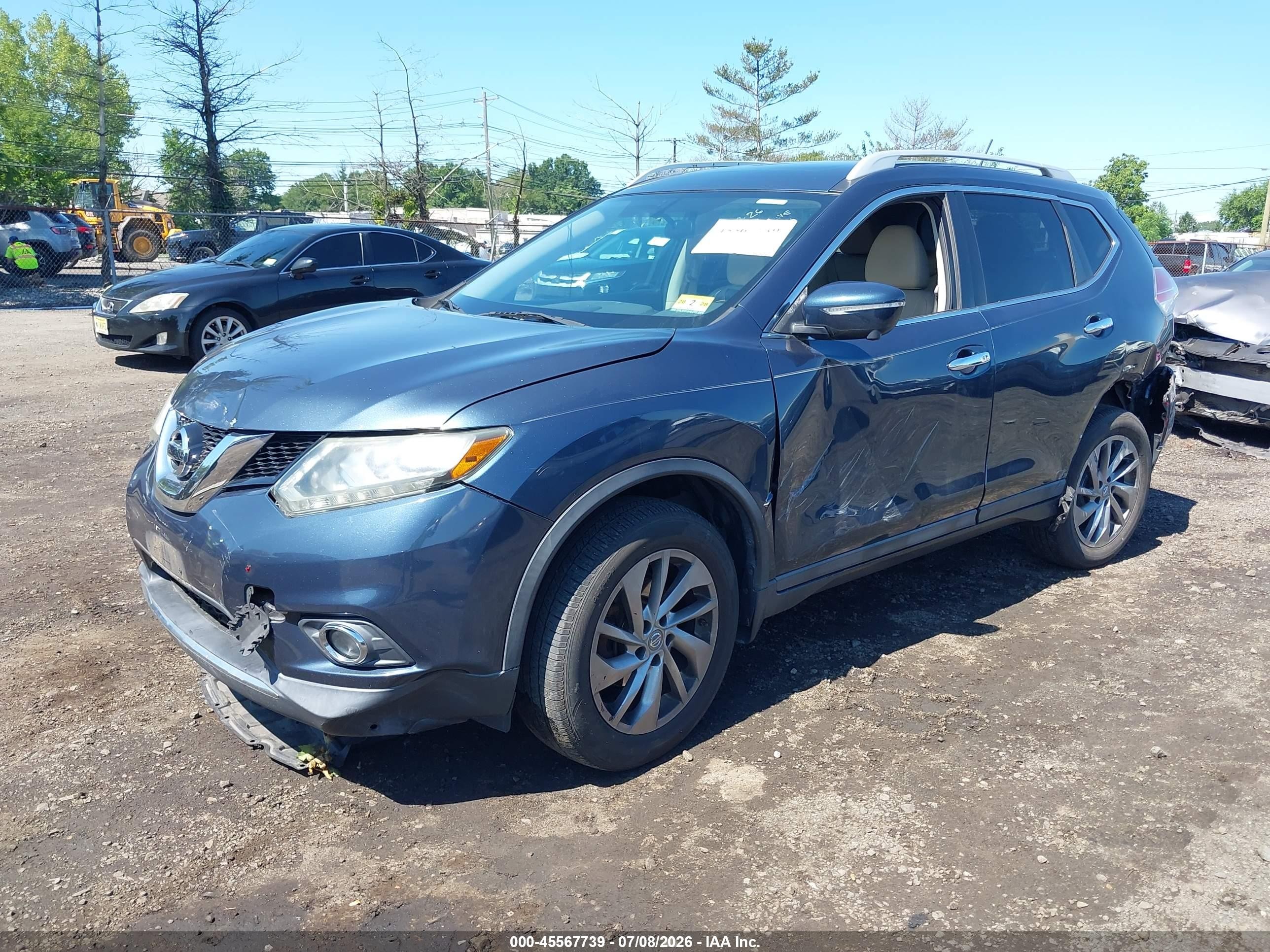 2015 Nissan Rogue Sl Blue vin: 5N1AT2MV8FC827079