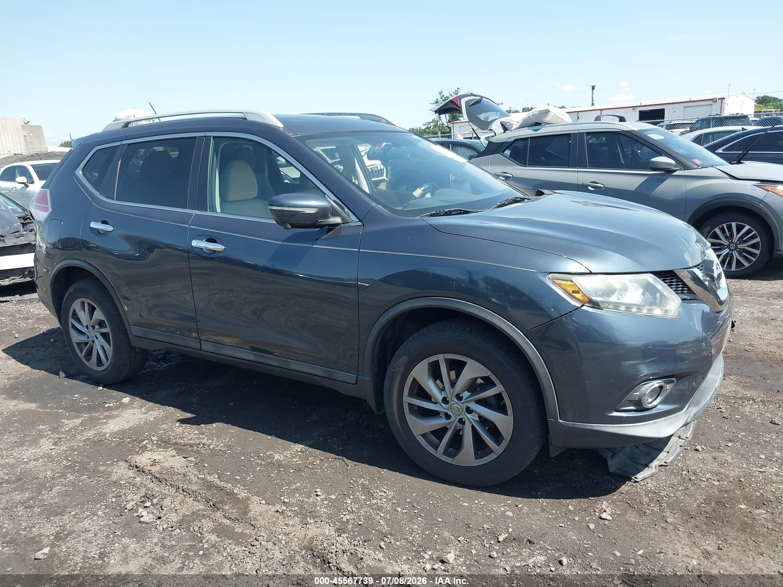 2015 Nissan Rogue Sl Blue vin: 5N1AT2MV8FC827079