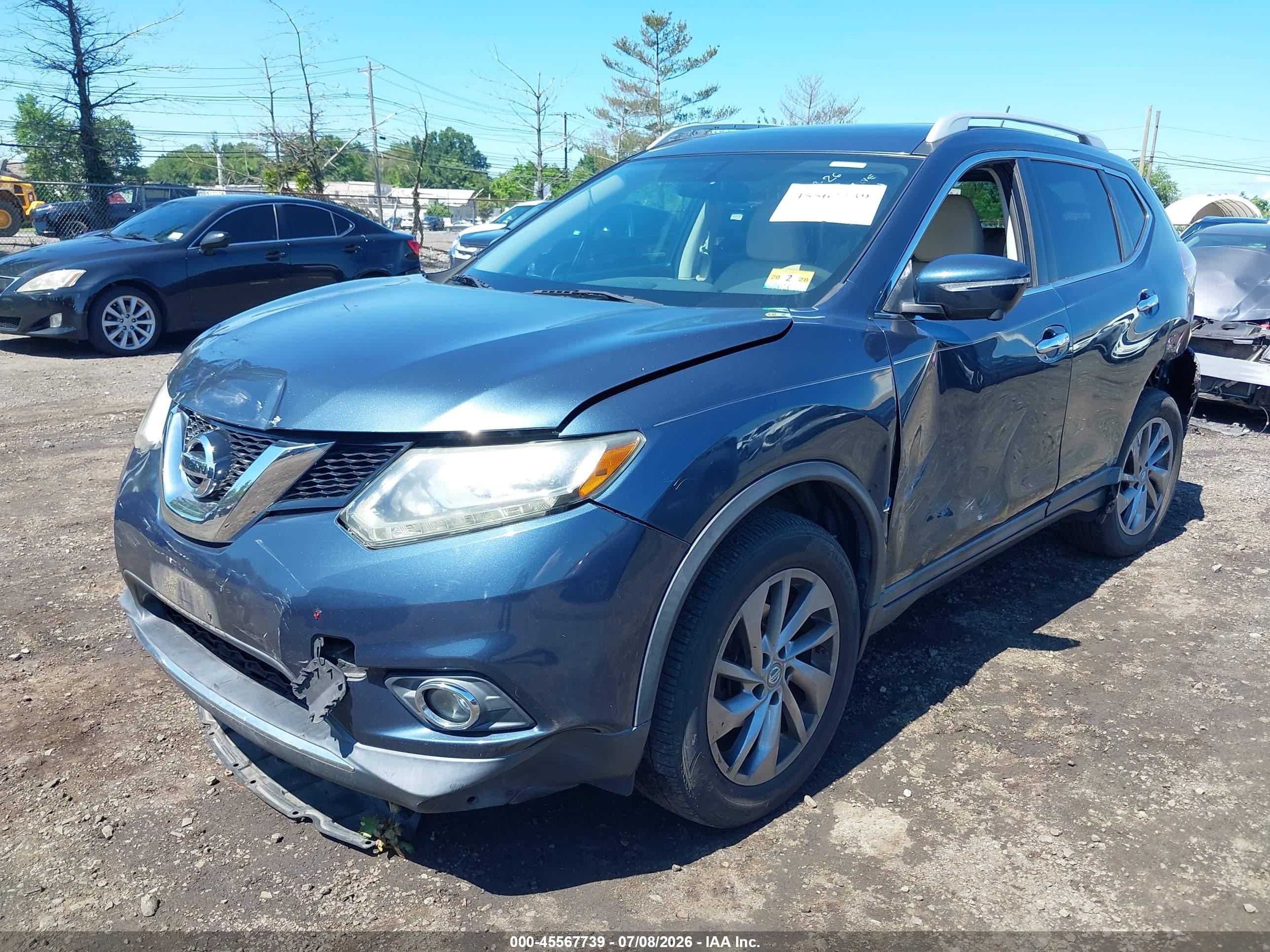 2015 Nissan Rogue Sl Blue vin: 5N1AT2MV8FC827079