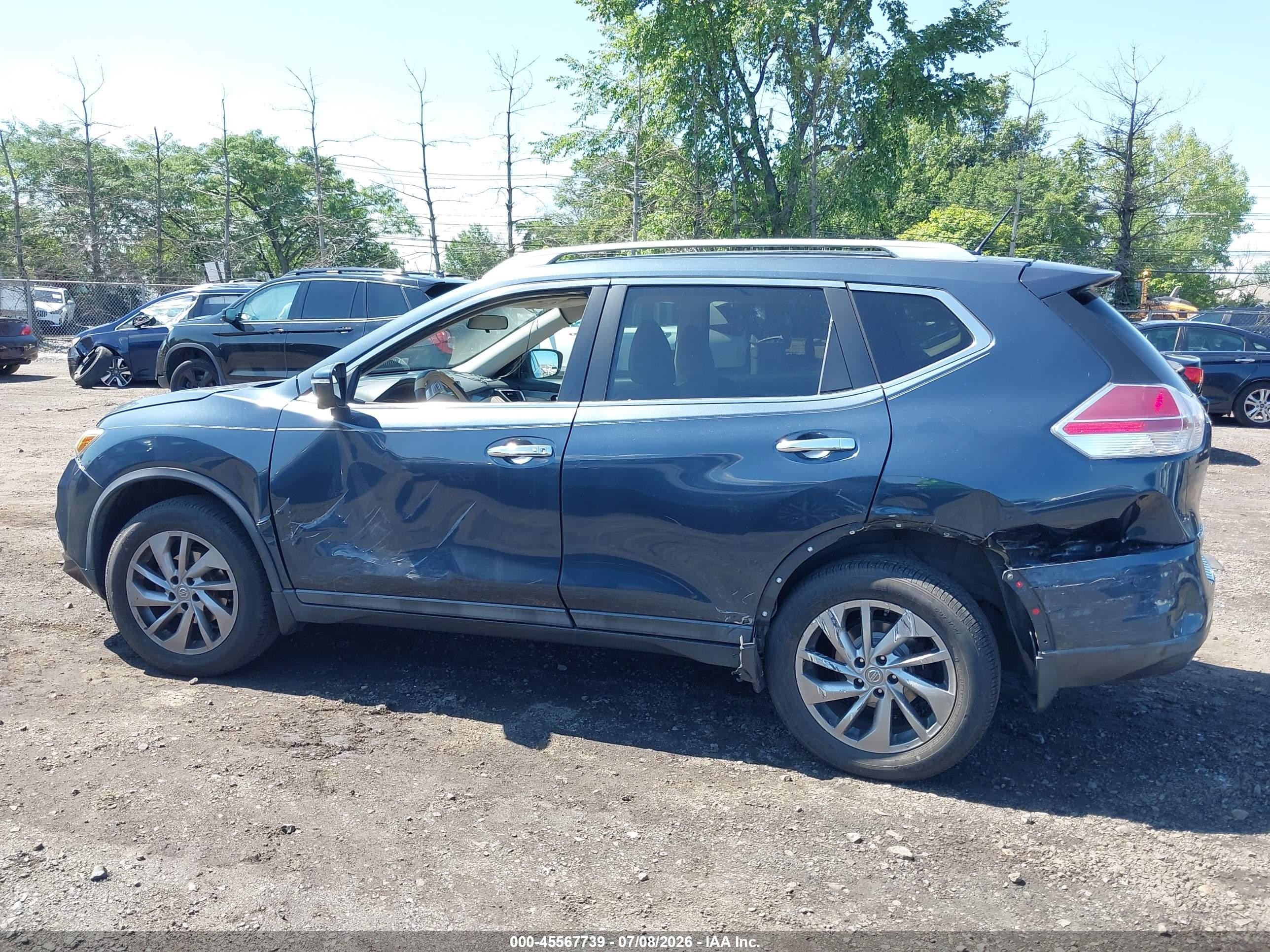 2015 Nissan Rogue Sl Blue vin: 5N1AT2MV8FC827079