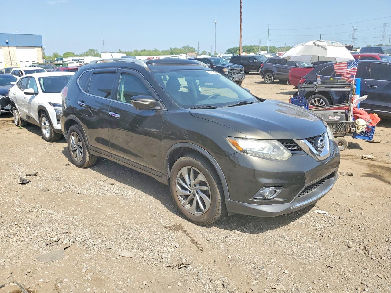 2015 Nissan Rogue Sl Green vin: 5N1AT2MV8FC834470