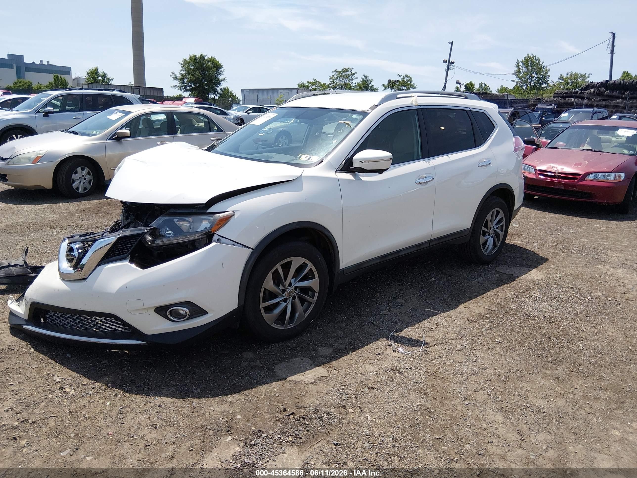 2015 Nissan Rogue Sl Белый vin: 5N1AT2MV8FC872782