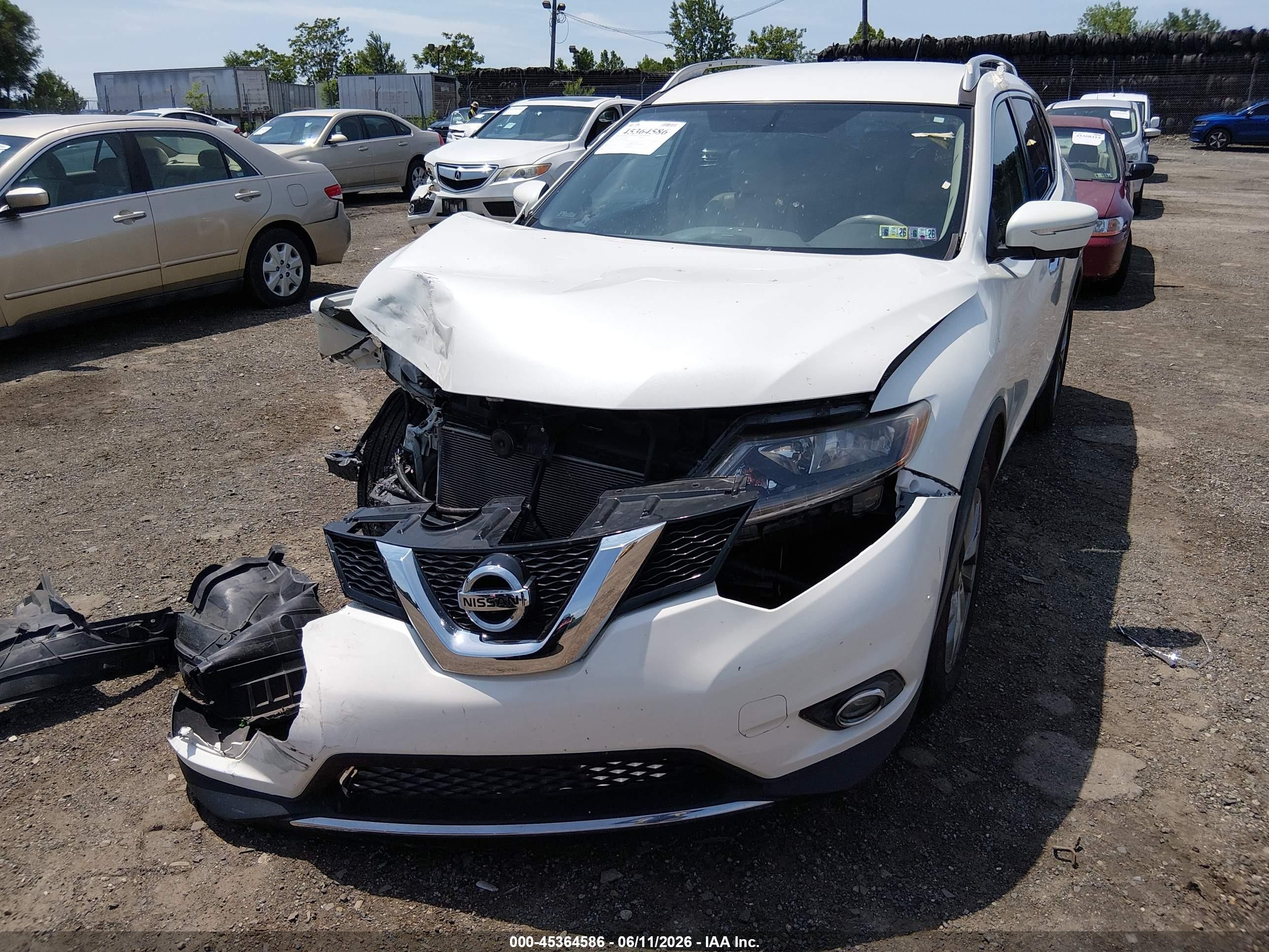 2015 Nissan Rogue Sl Белый vin: 5N1AT2MV8FC872782