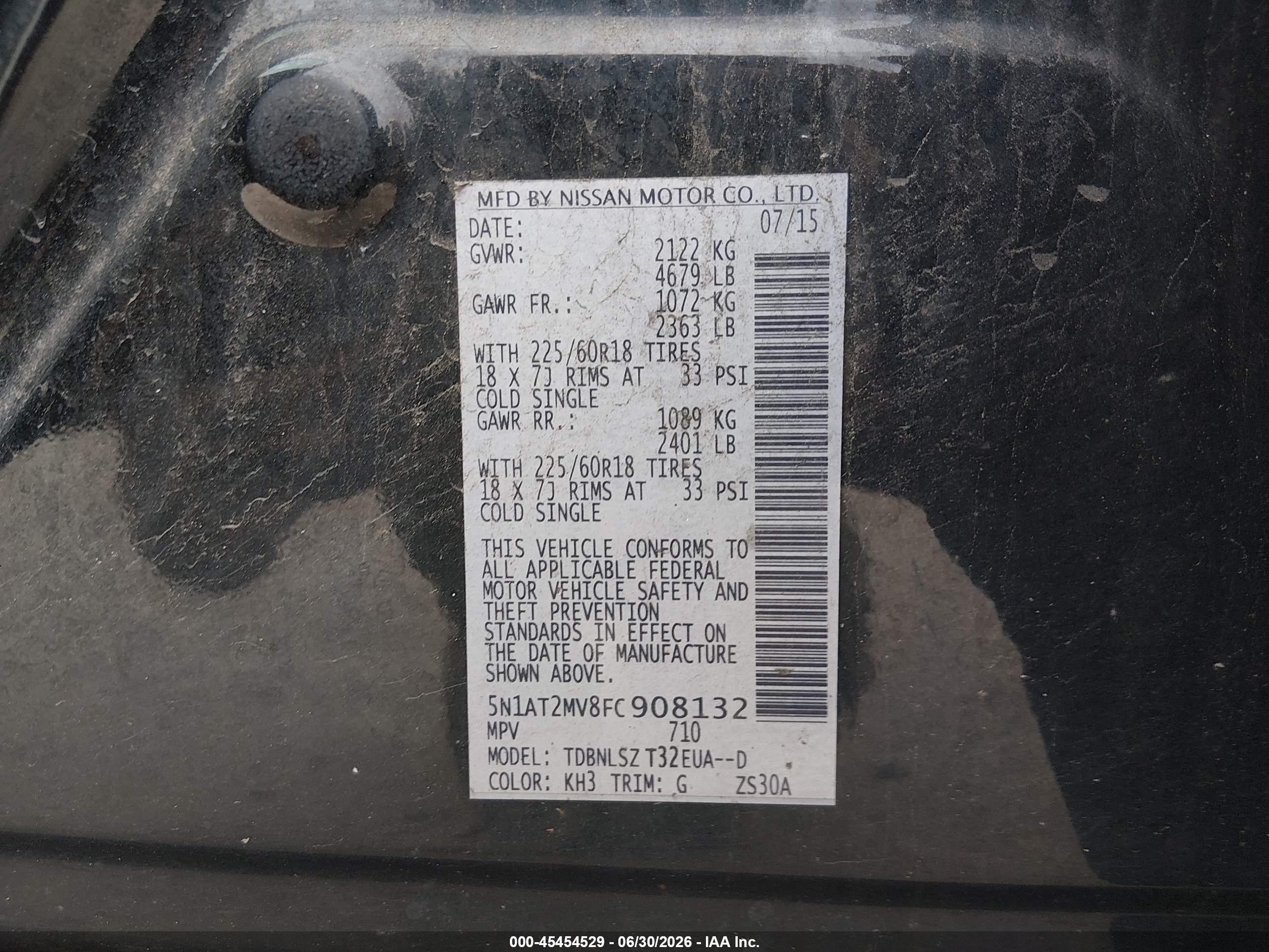 2015 Nissan Rogue Sl Black vin: 5N1AT2MV8FC908132
