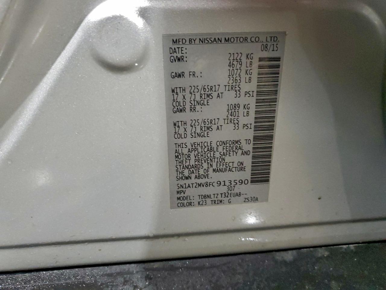 2015 Nissan Rogue Sv Silver vin: 5N1AT2MV8FC913590