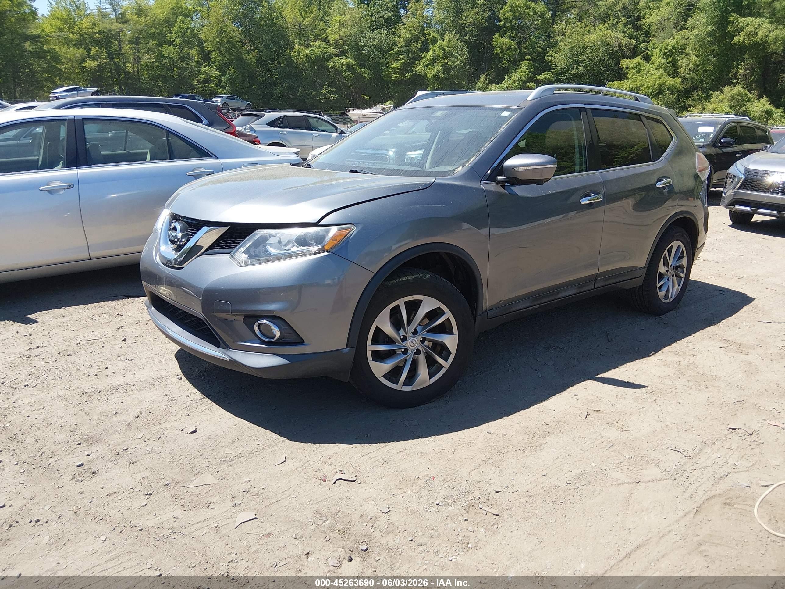 2015 Nissan Rogue Sl Серый vin: 5N1AT2MV8FC915856
