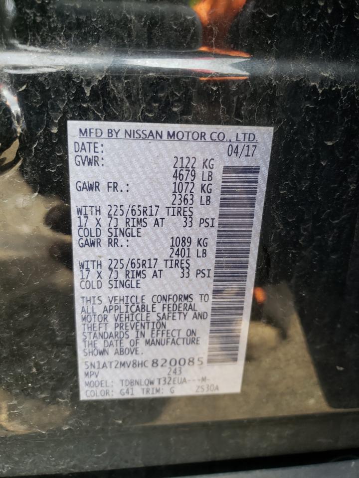 2017 Nissan Rogue Sv Black vin: 5N1AT2MV8HC820085