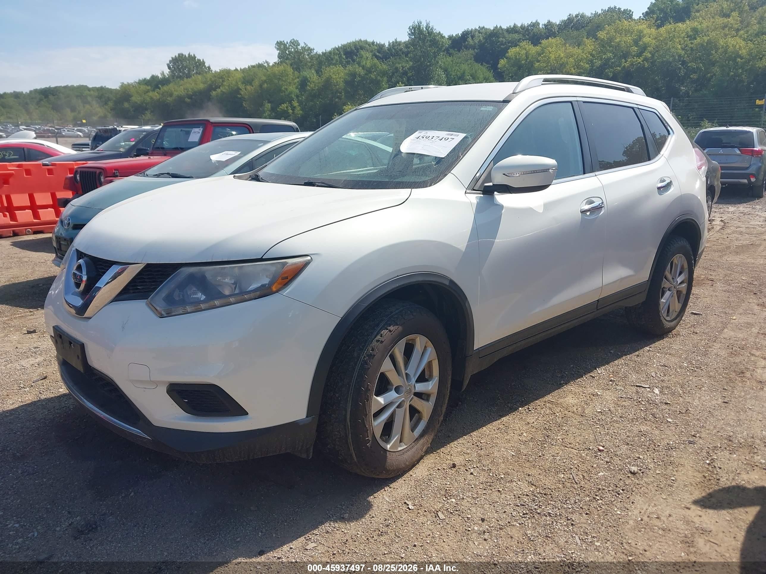2014 Nissan Rogue Sv White vin: 5N1AT2MV9EC757364