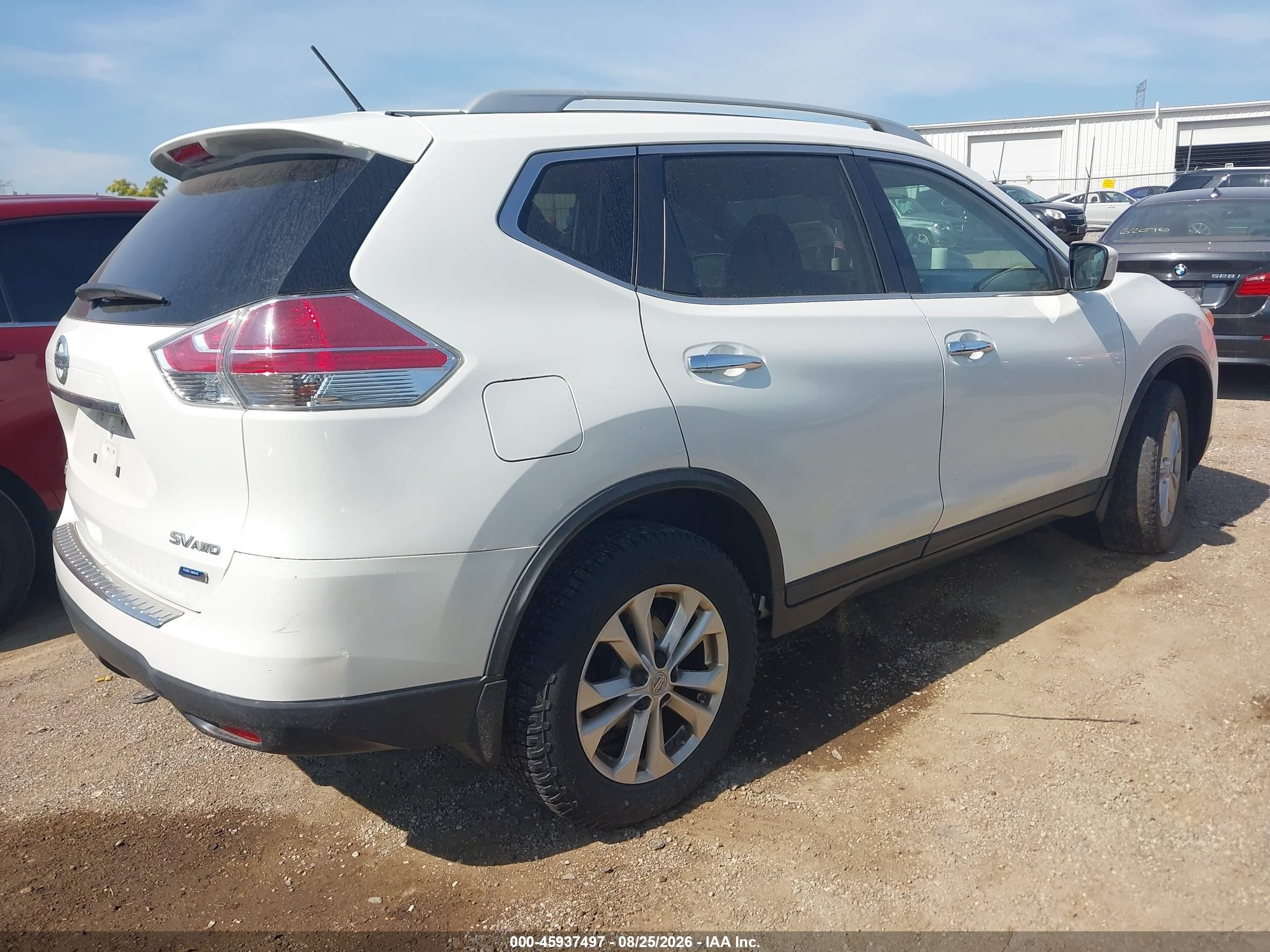 2014 Nissan Rogue Sv White vin: 5N1AT2MV9EC757364