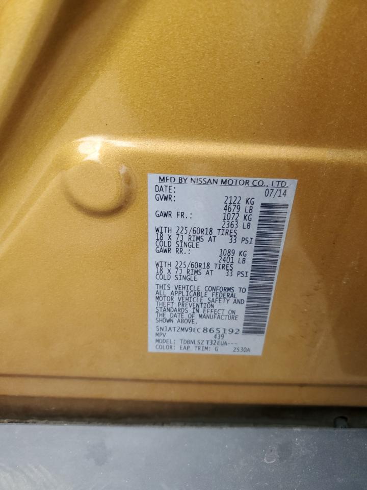 2014 Nissan Rogue S Gold vin: 5N1AT2MV9EC865192