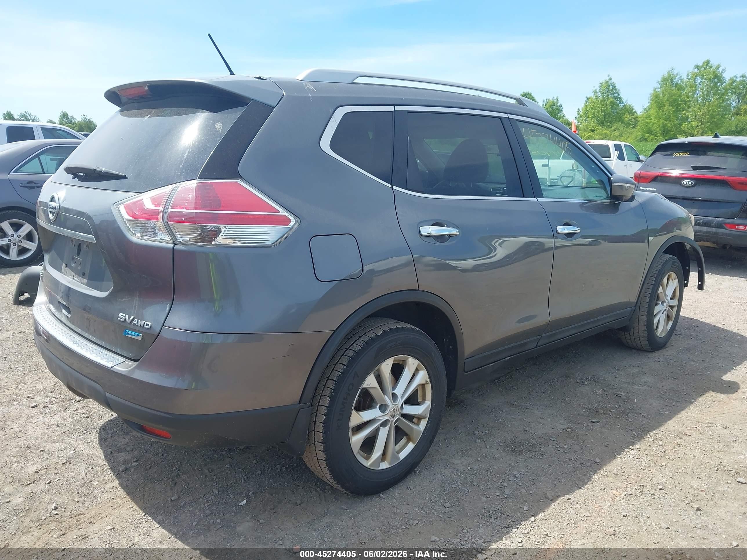2014 Nissan Rogue Sv Gray vin: 5N1AT2MV9EC869372