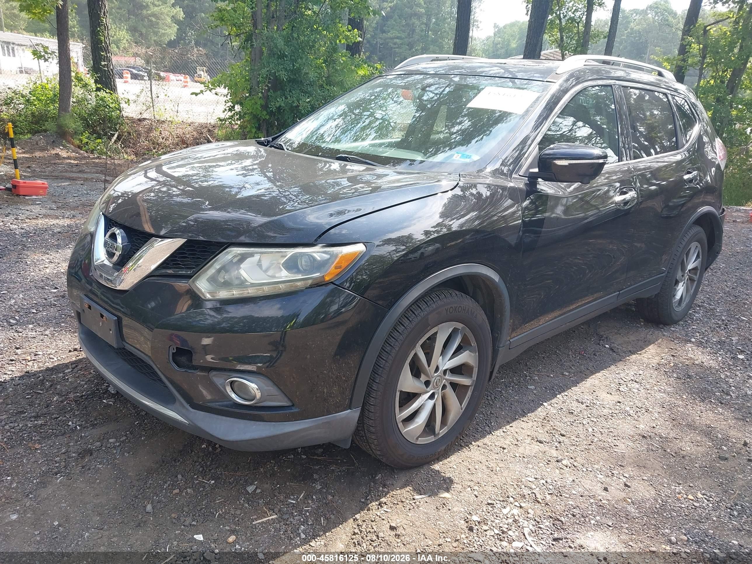 2015 Nissan Rogue Sl Black vin: 5N1AT2MV9FC757012
