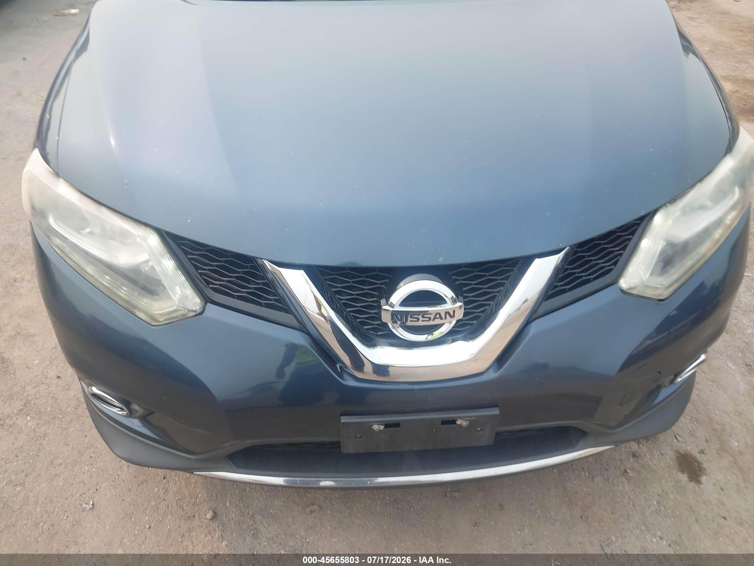 2015 Nissan Rogue Sl Blue vin: 5N1AT2MV9FC766616