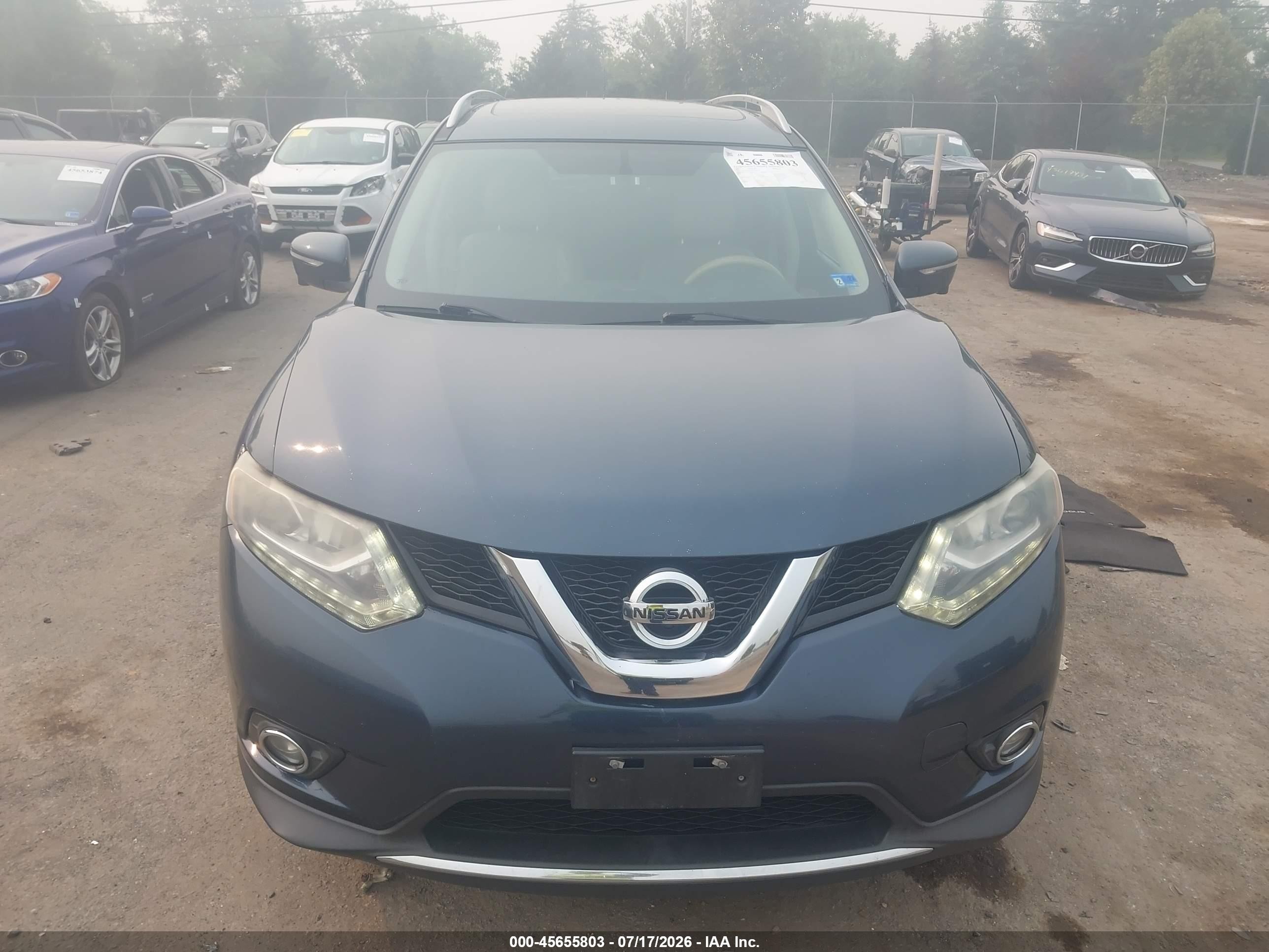 2015 Nissan Rogue Sl Blue vin: 5N1AT2MV9FC766616