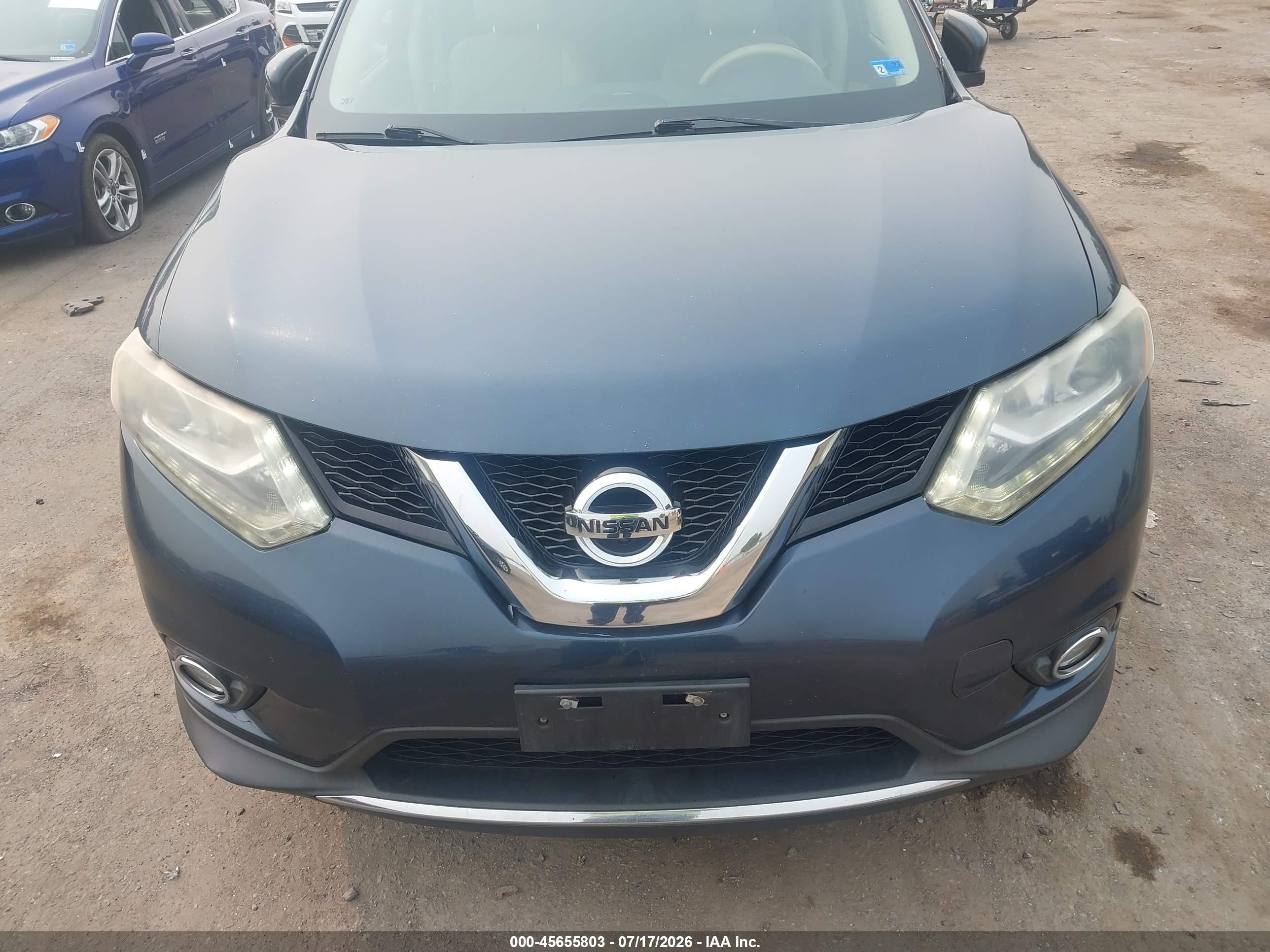 2015 Nissan Rogue Sl Blue vin: 5N1AT2MV9FC766616