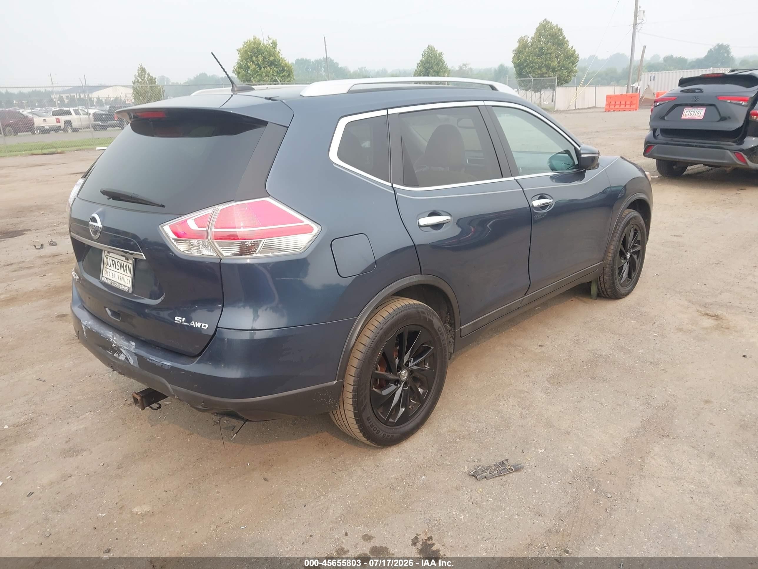 2015 Nissan Rogue Sl Blue vin: 5N1AT2MV9FC766616