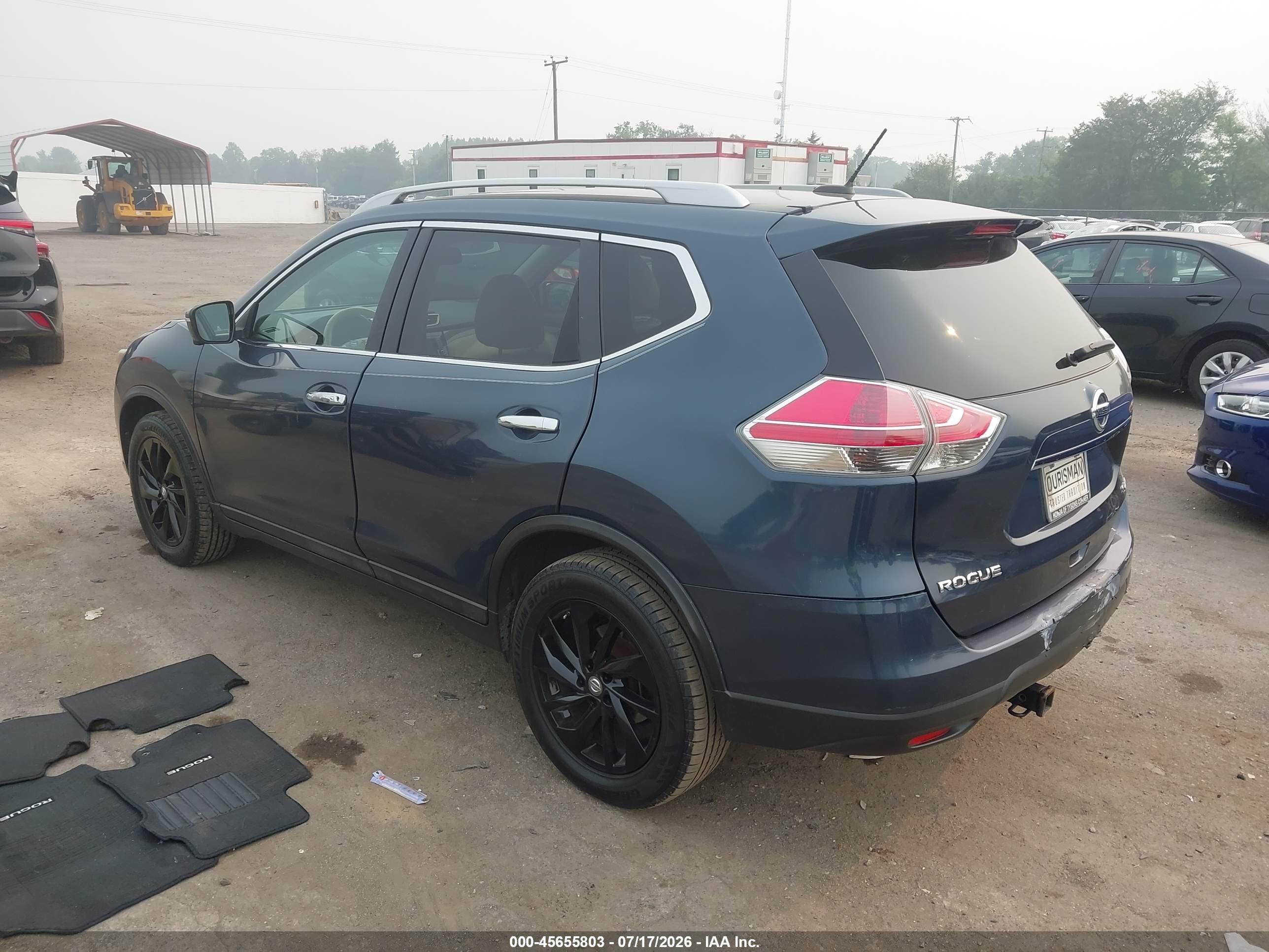 2015 Nissan Rogue Sl Blue vin: 5N1AT2MV9FC766616