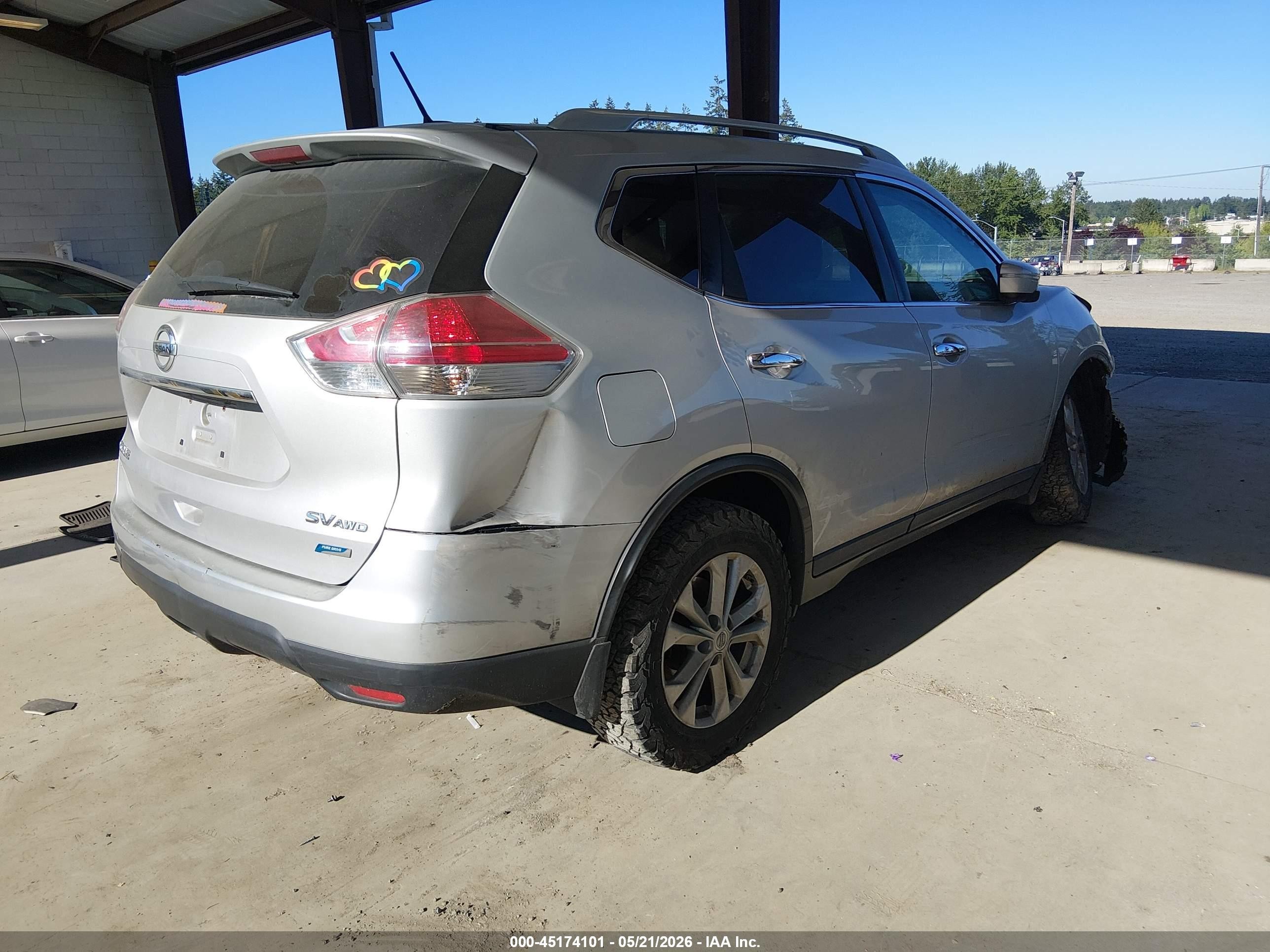 2015 Nissan Rogue S/sl/sv Silver vin: 5N1AT2MV9FC824501