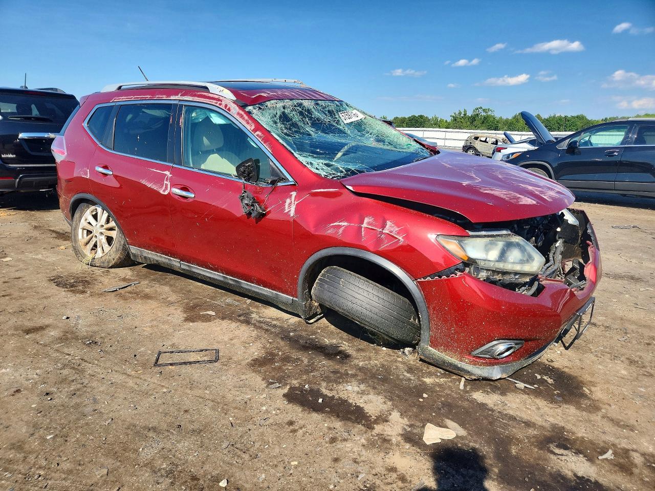2015 Nissan Rogue Sv Red vin: 5N1AT2MV9FC839533
