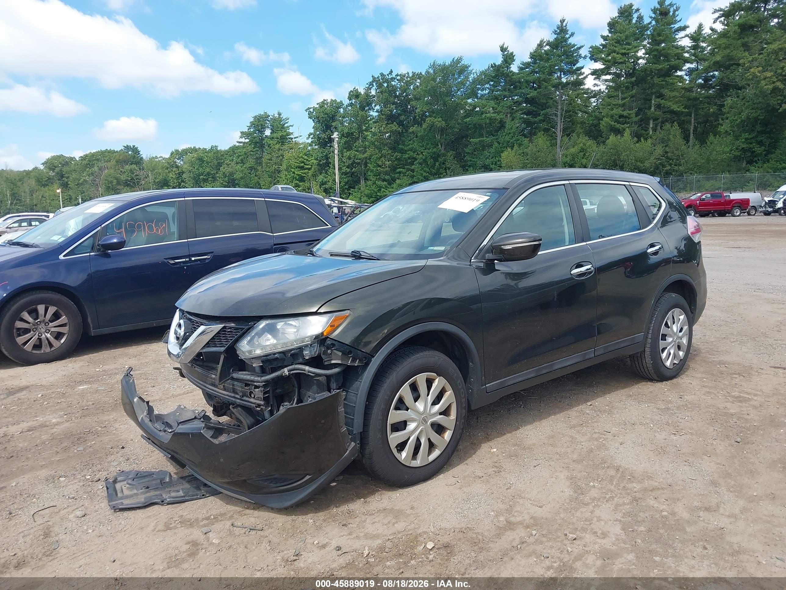 2015 Nissan Rogue S Green vin: 5N1AT2MV9FC869129