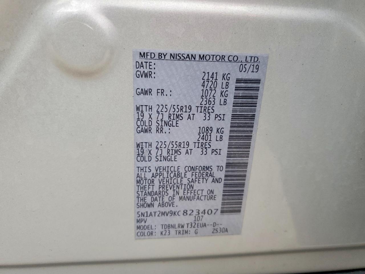 2019 Nissan Rogue Silver vin: 5N1AT2MV9KC823407