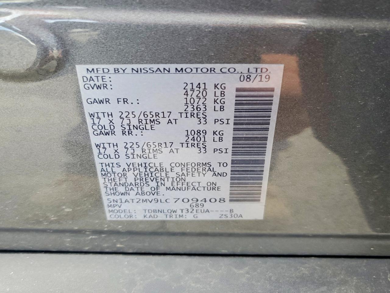 2020 Nissan Rogue Sv Серый vin: 5N1AT2MV9LC709408