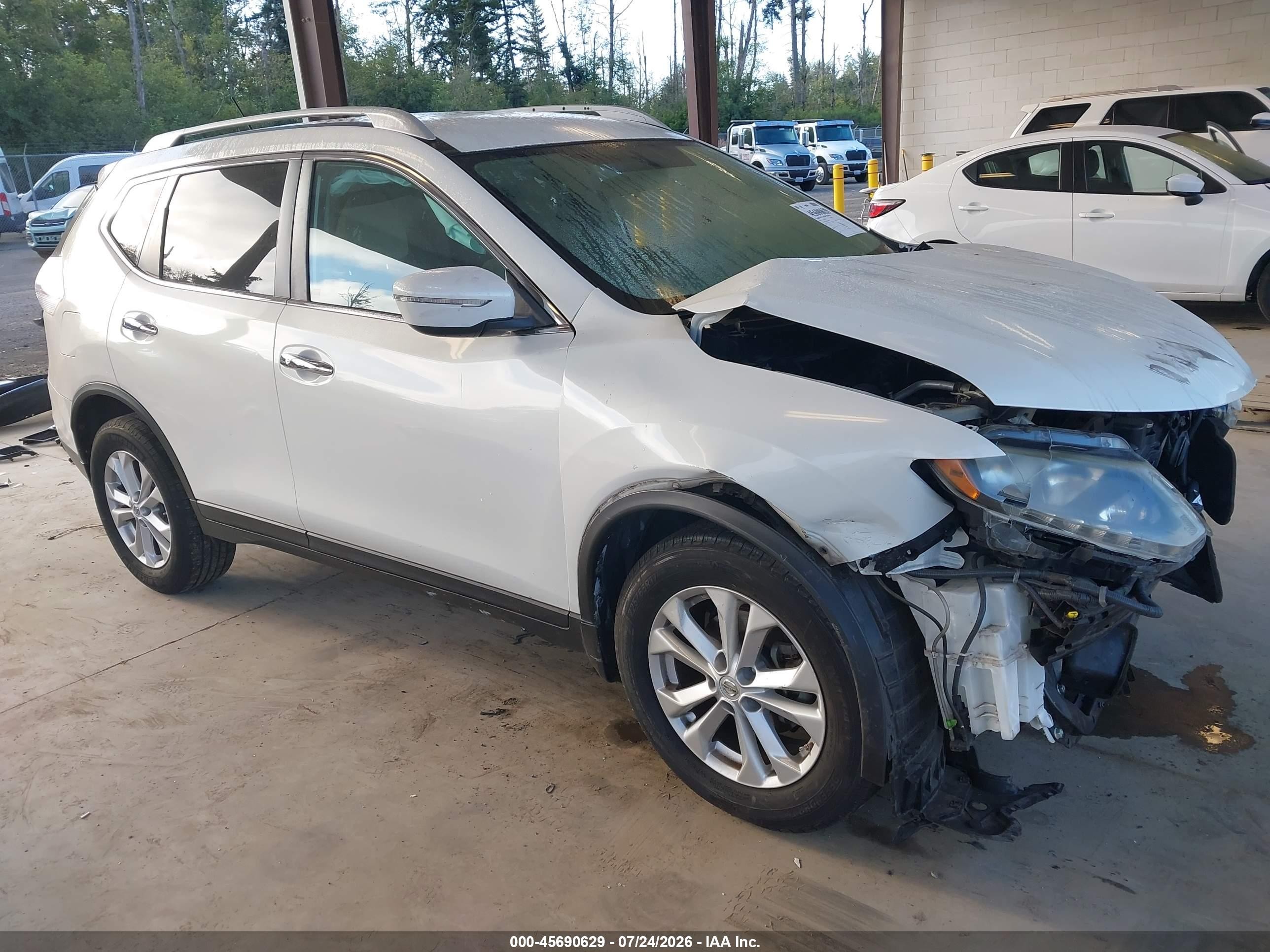 2014 Nissan Rogue Sv White vin: 5N1AT2MVXEC754747