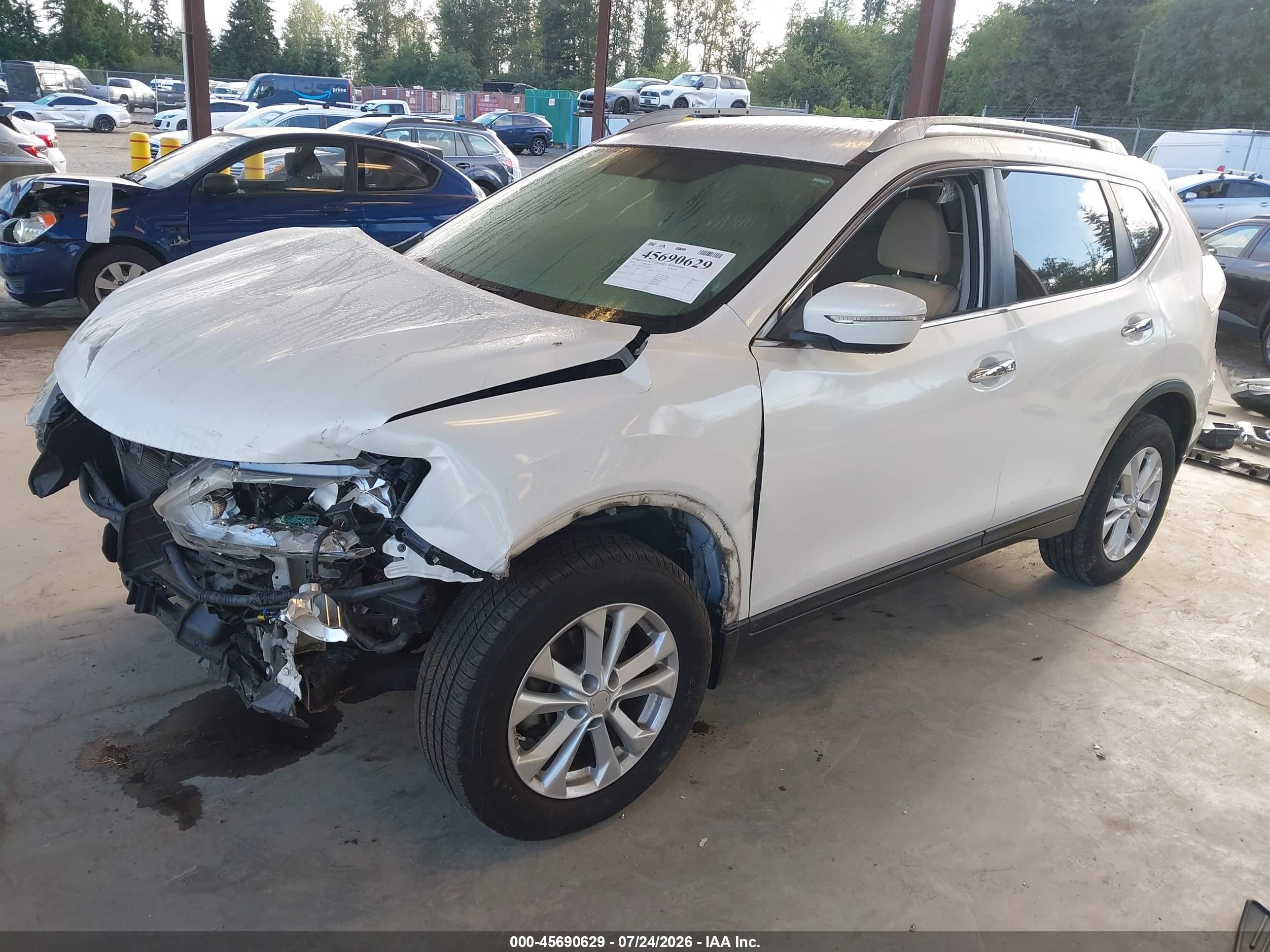 2014 Nissan Rogue Sv White vin: 5N1AT2MVXEC754747