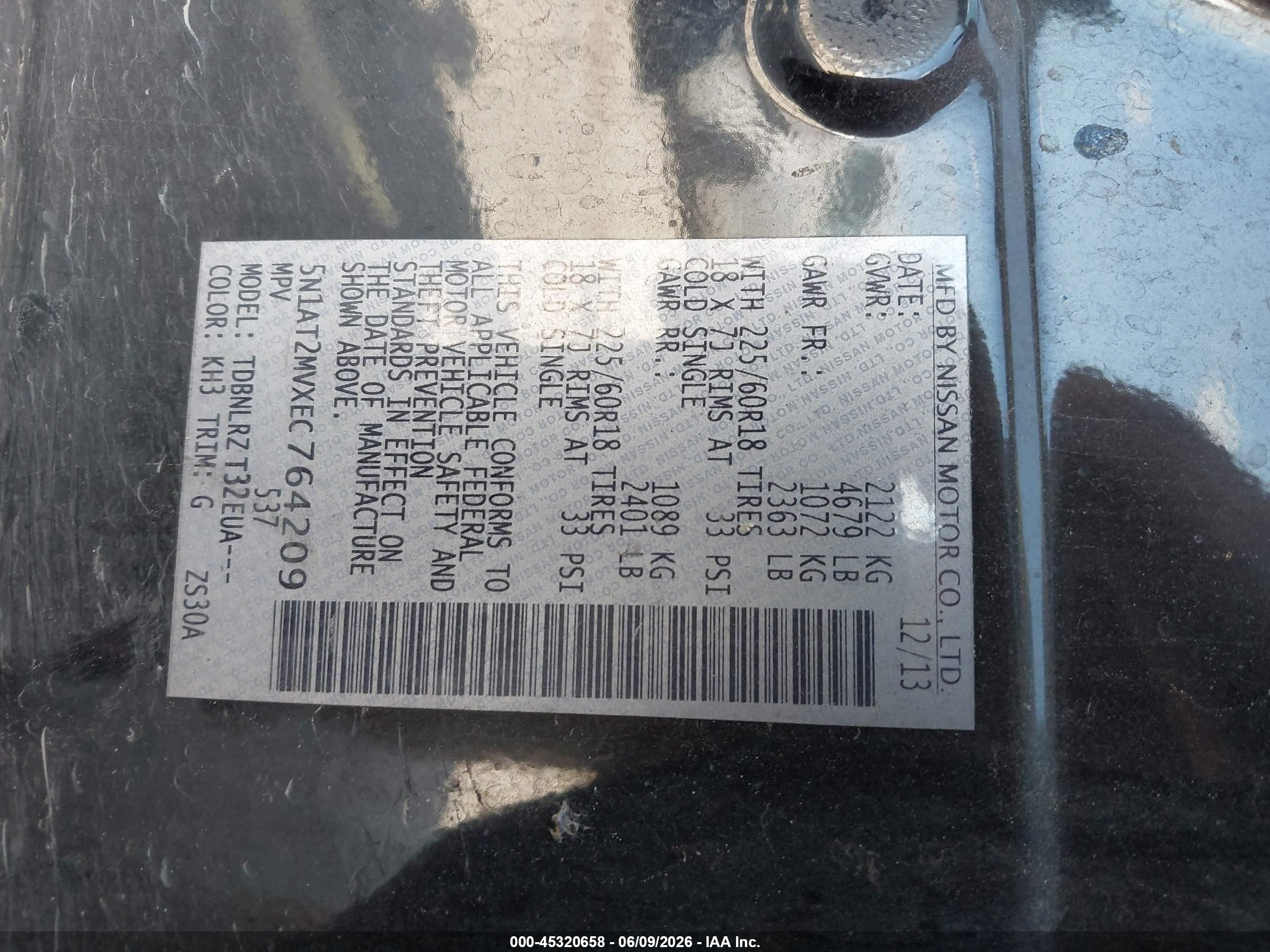 2014 Nissan Rogue Sl Black vin: 5N1AT2MVXEC764209