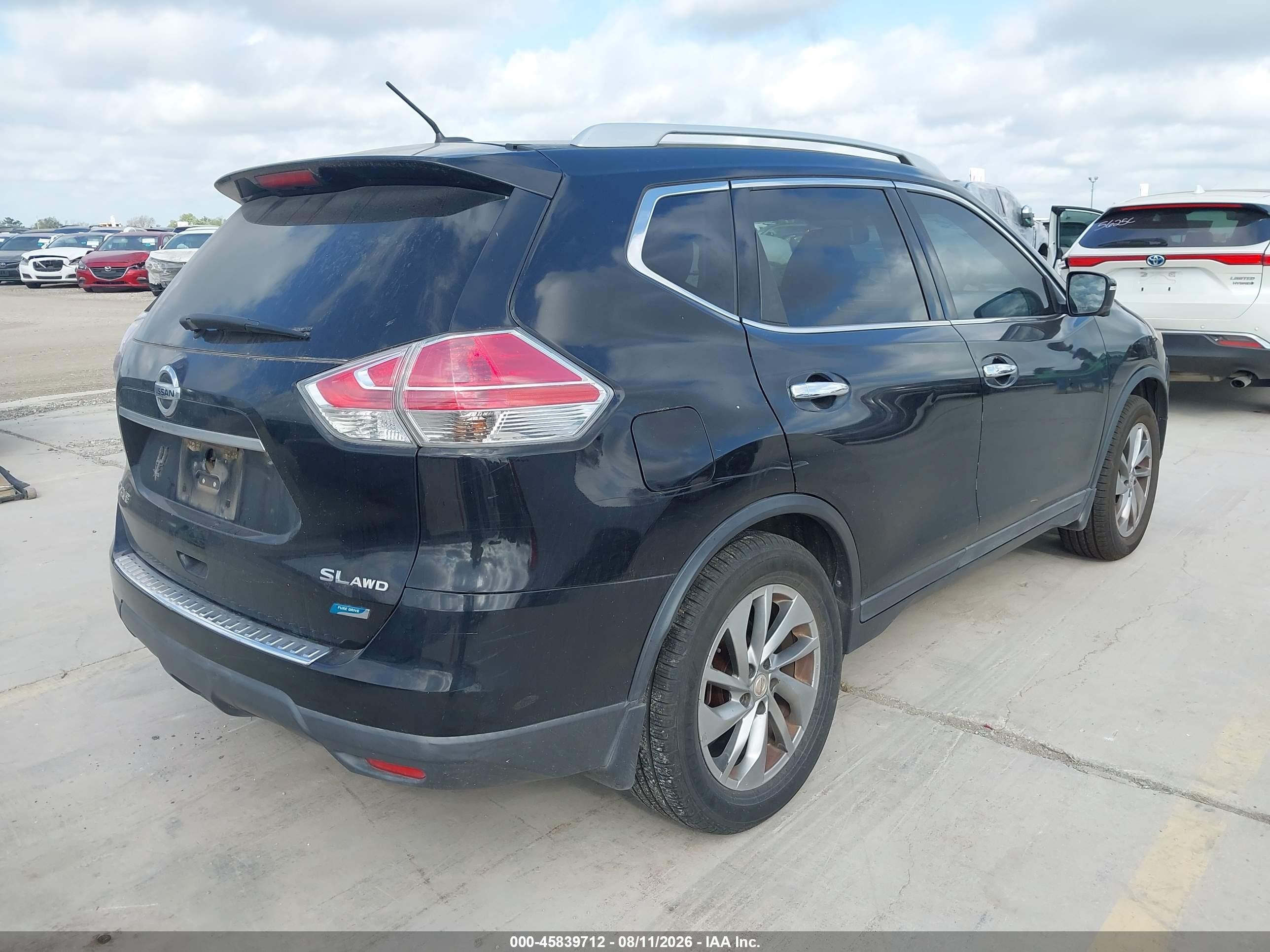 2014 Nissan Rogue Sl Black vin: 5N1AT2MVXEC775047