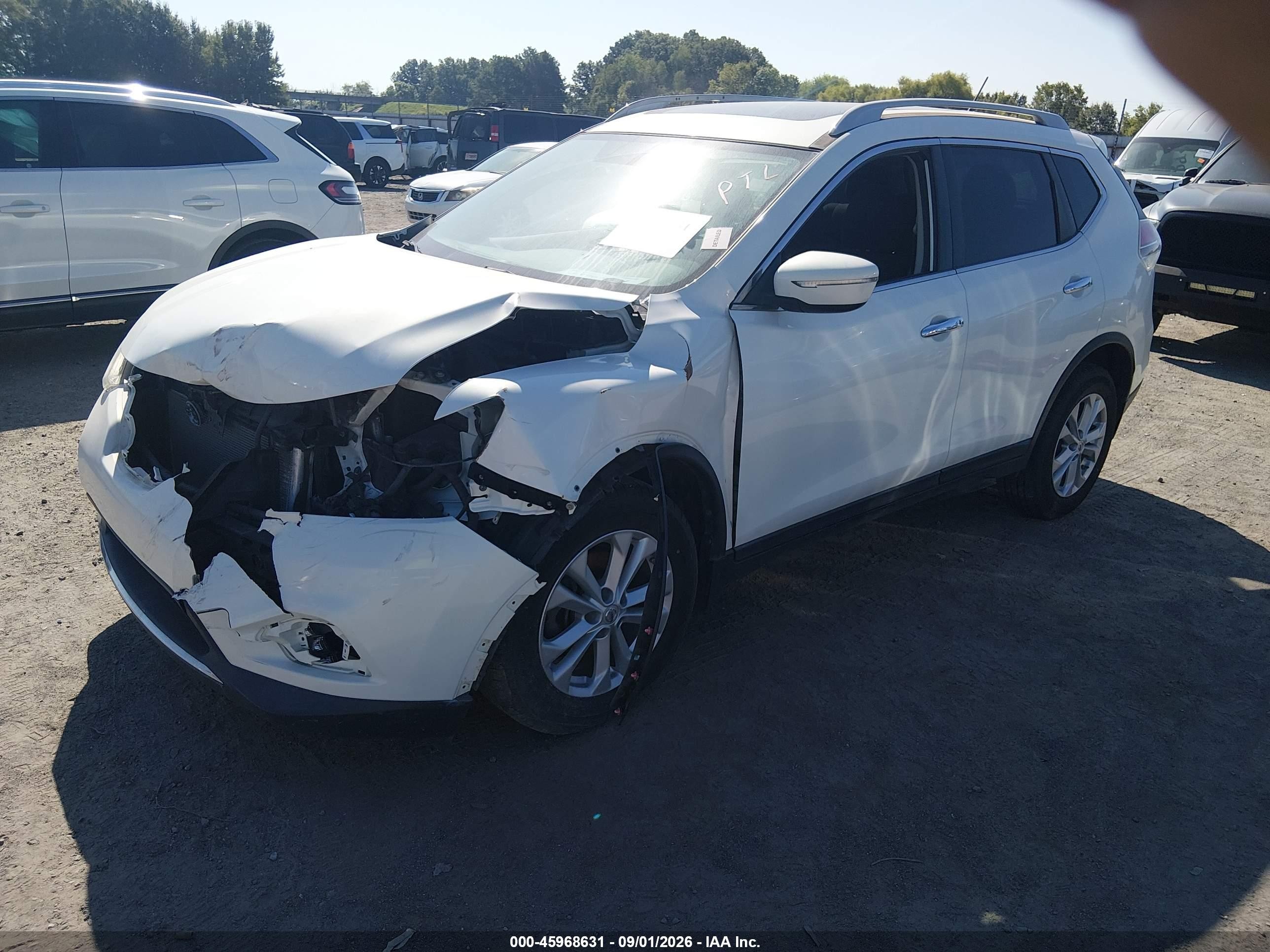 2014 Nissan Rogue Sv White vin: 5N1AT2MVXEC783276