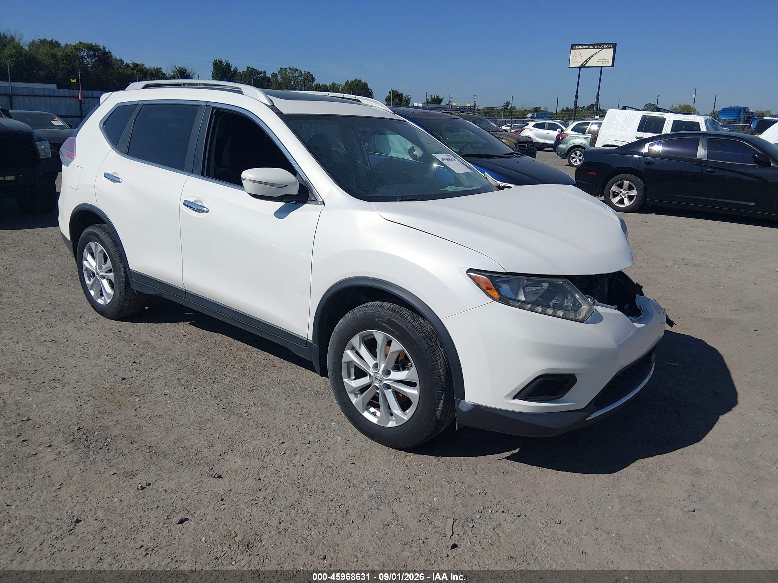 2014 Nissan Rogue Sv White vin: 5N1AT2MVXEC783276