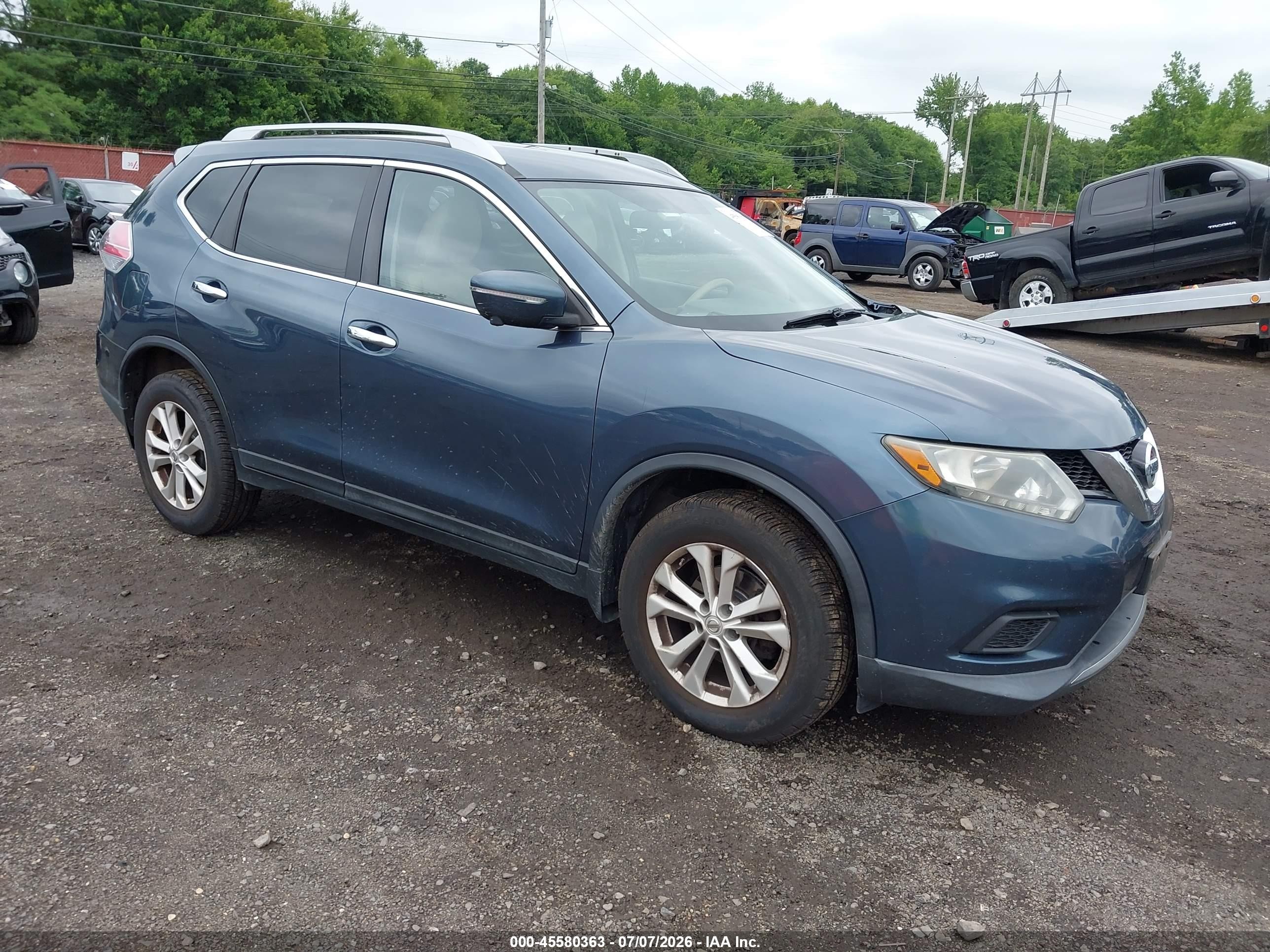 2014 Nissan Rogue Sv Blue vin: 5N1AT2MVXEC797629