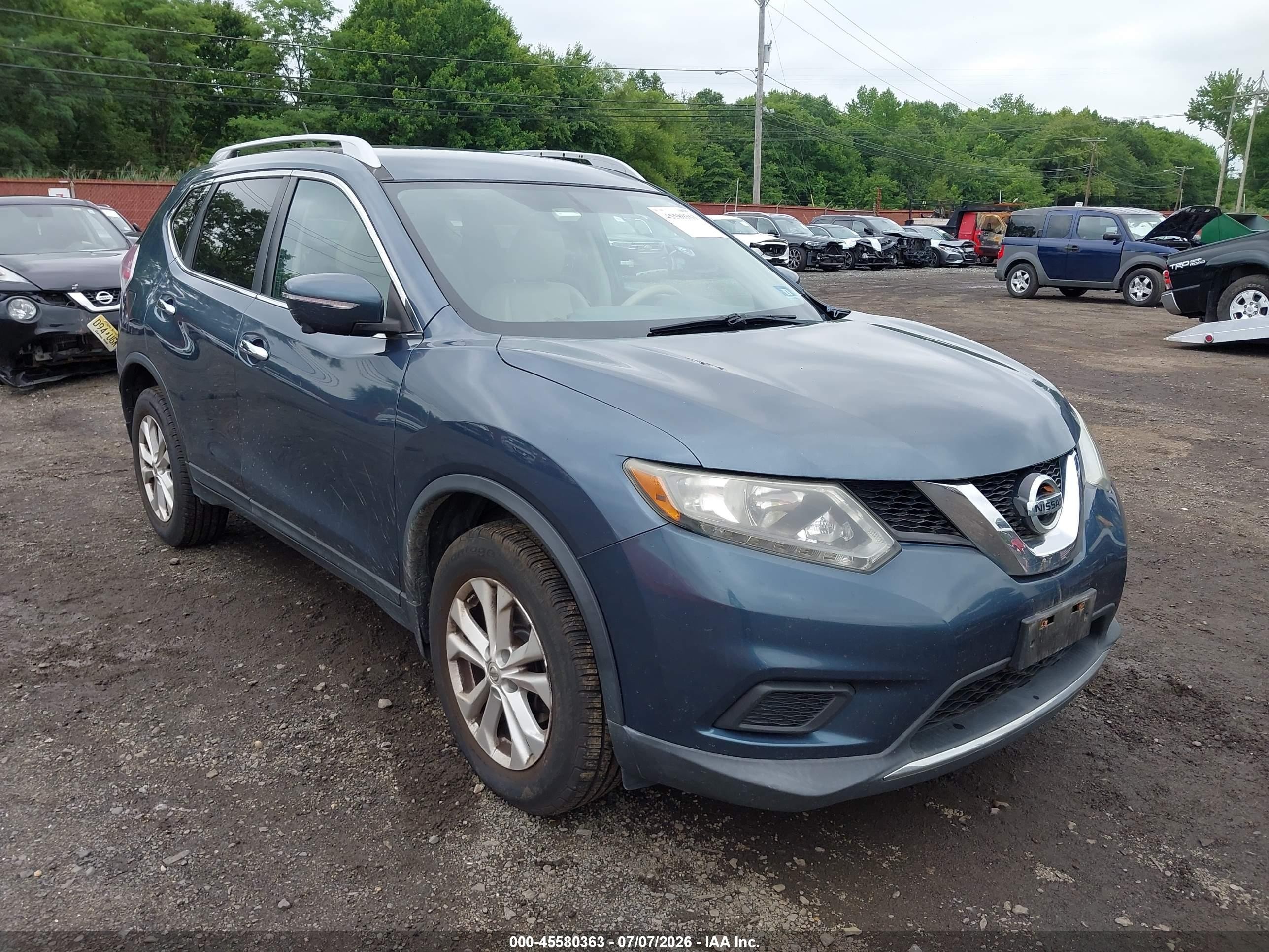 2014 Nissan Rogue Sv Blue vin: 5N1AT2MVXEC797629