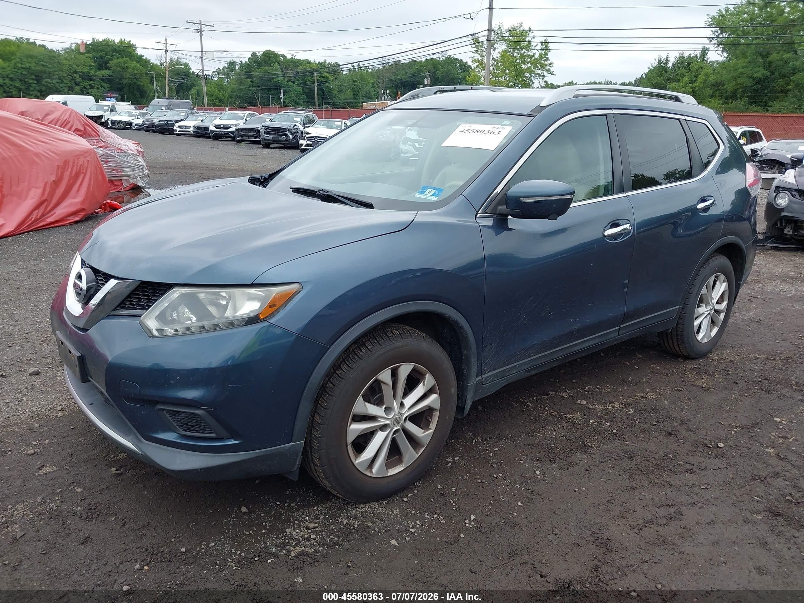 2014 Nissan Rogue Sv Blue vin: 5N1AT2MVXEC797629