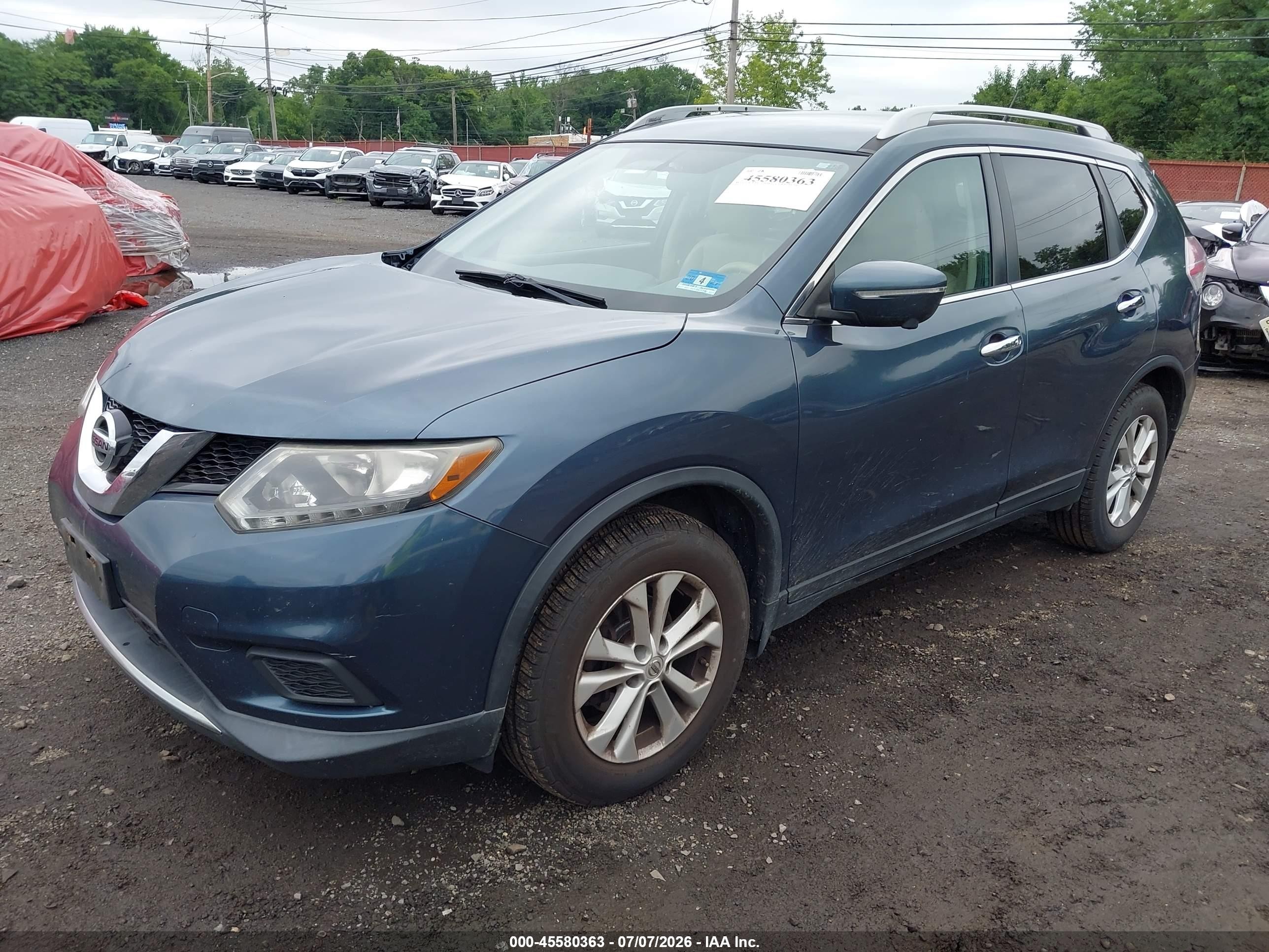 2014 Nissan Rogue Sv Blue vin: 5N1AT2MVXEC797629