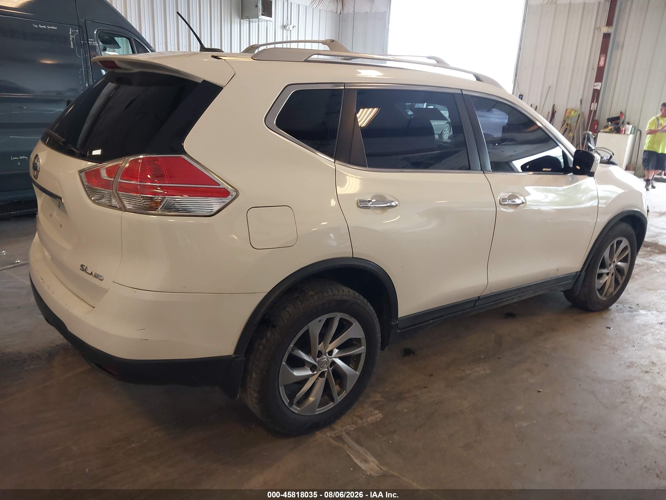 2014 Nissan Rogue Sl White vin: 5N1AT2MVXEC799364