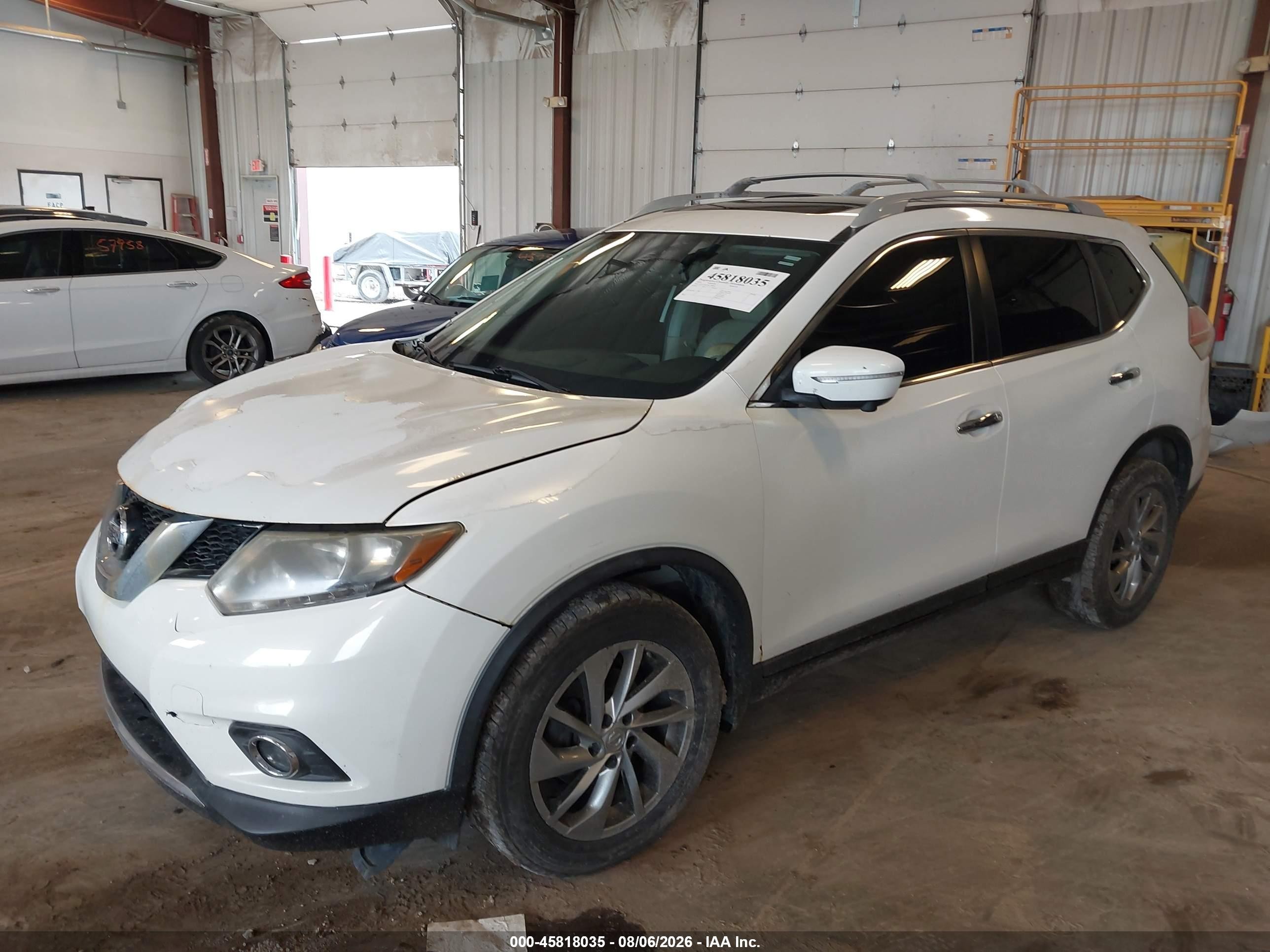 2014 Nissan Rogue Sl White vin: 5N1AT2MVXEC799364