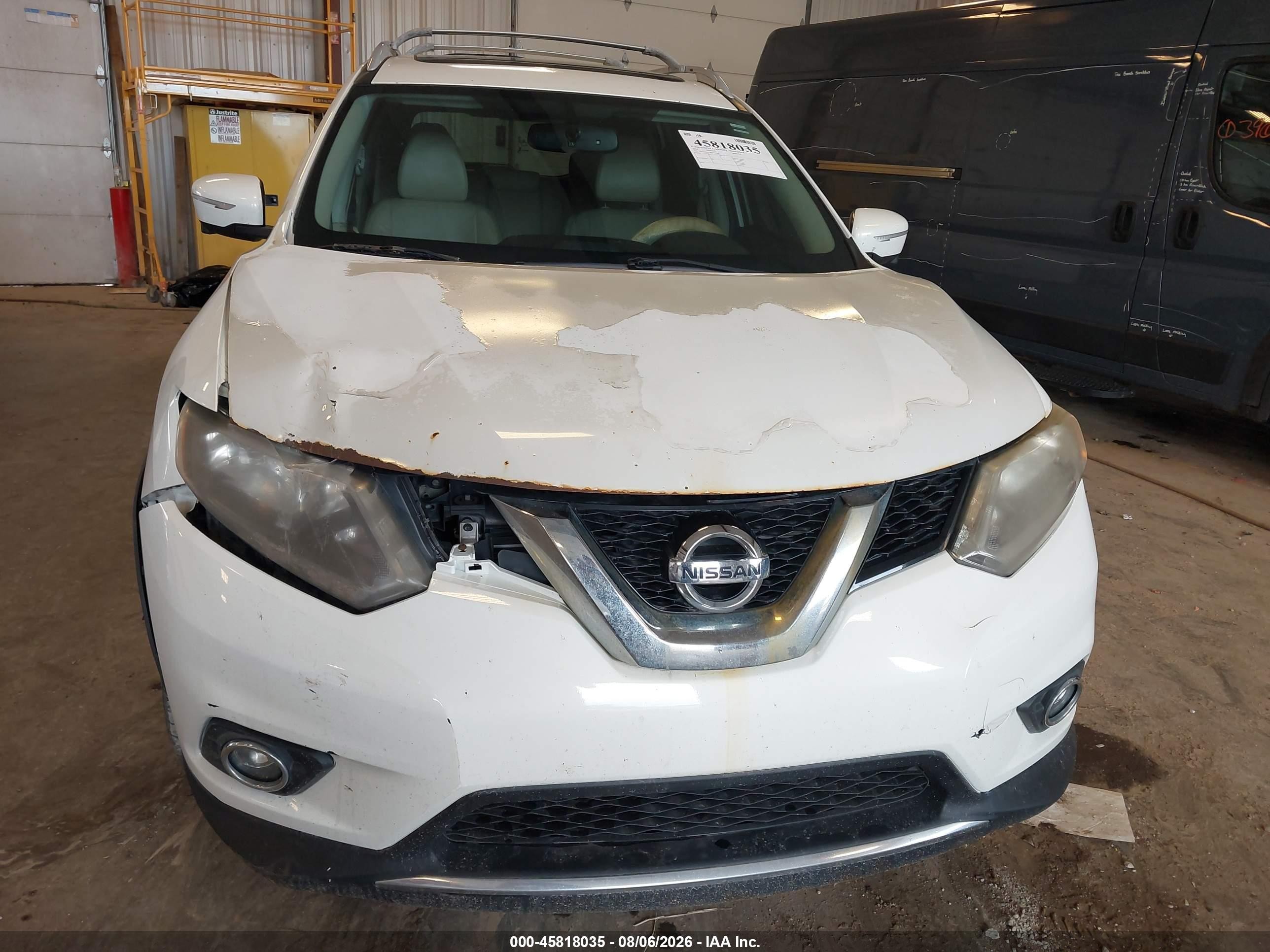 2014 Nissan Rogue Sl White vin: 5N1AT2MVXEC799364